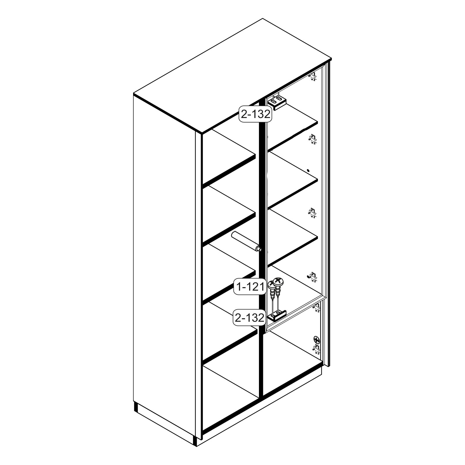 Regal-Vitrine - Lava matt Lack-Asteiche - 79 cm breit