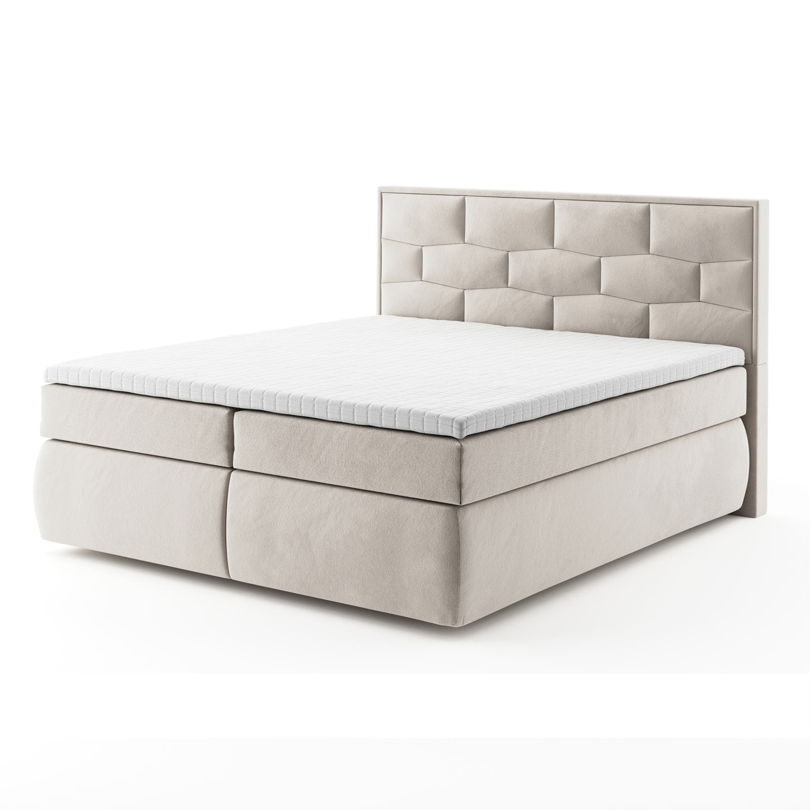 Boxspringbett - creme - Samt - 180x200 cm