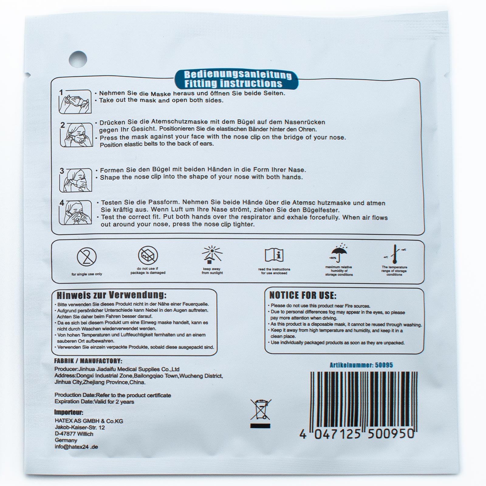20er-Pack FFP2 Masken - weiß - faltbar