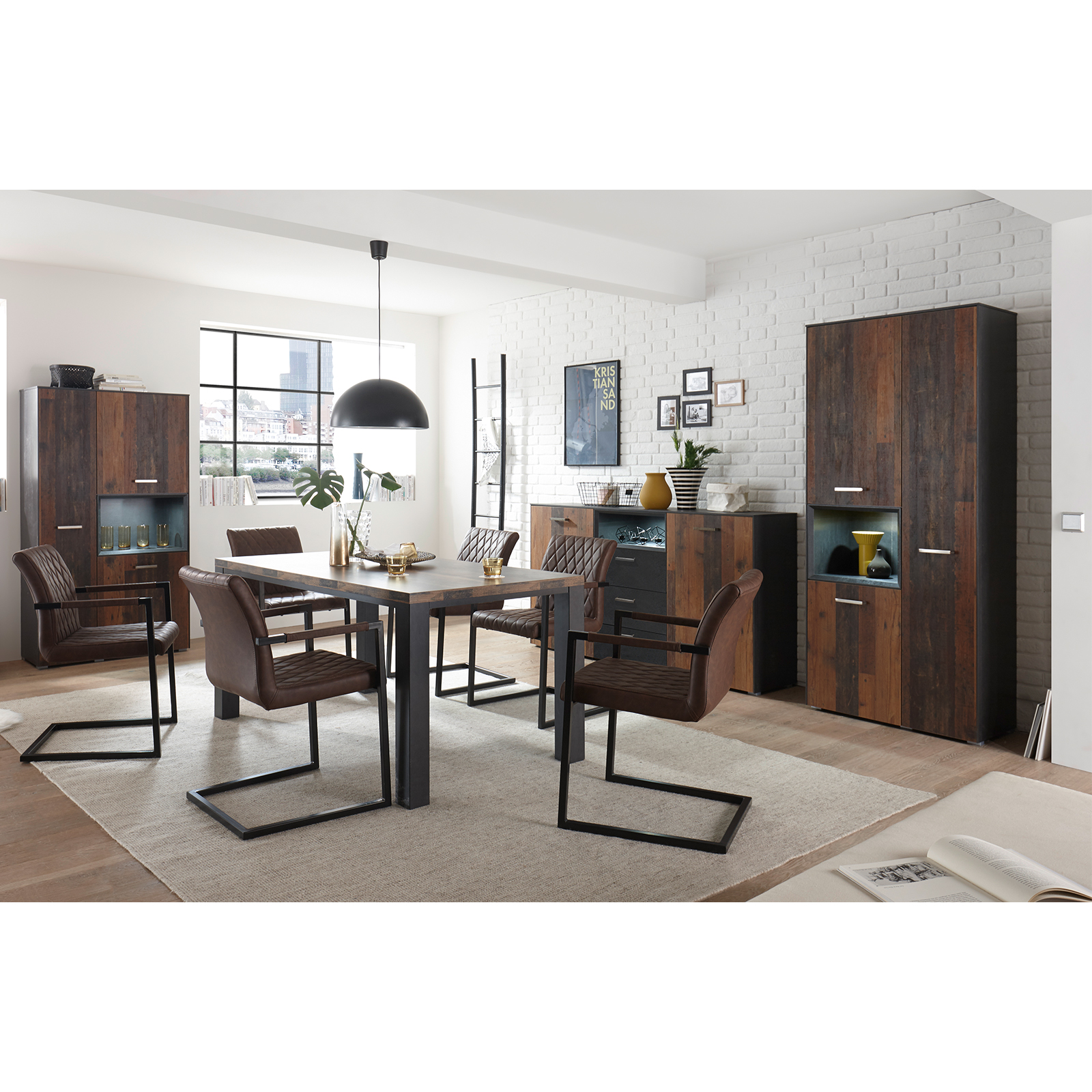 Sideboard - Schwarzstahloptik - Texas Oak - 177 cm