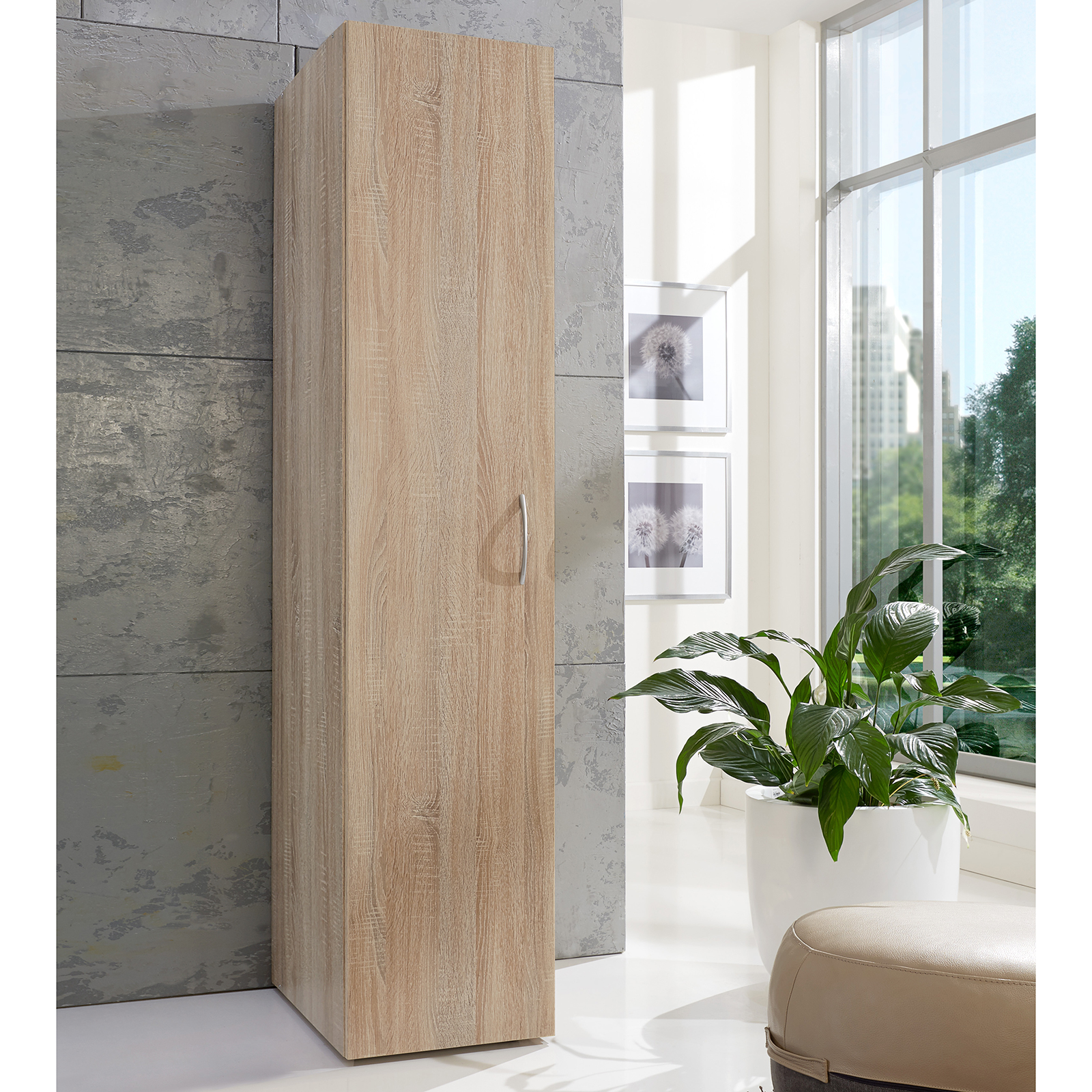 Drehtürenschrank - Eiche sägerau - 45x185x54 cm
