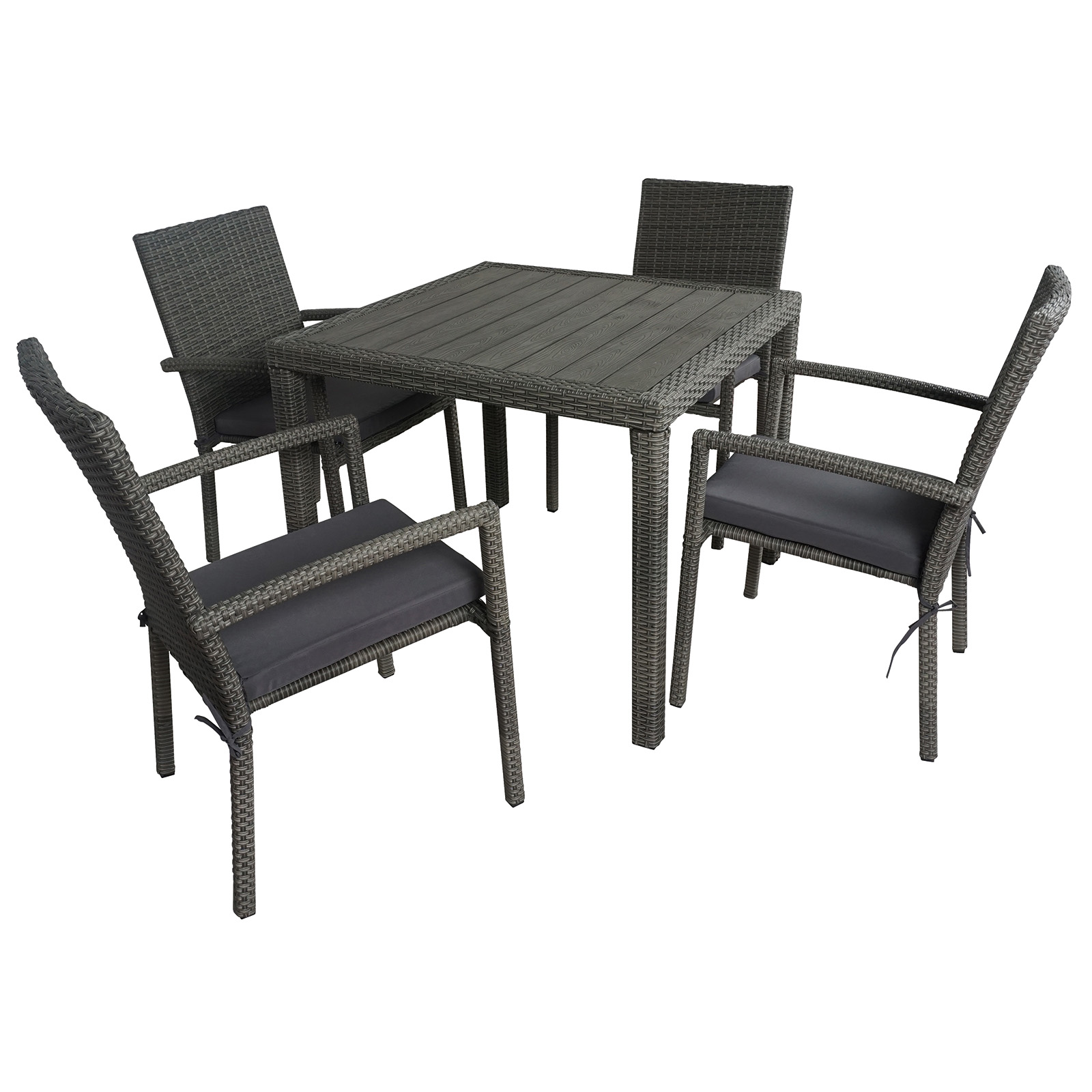Gardiola Gartenstuhl - grau - stapelbar - Rattan-Optik