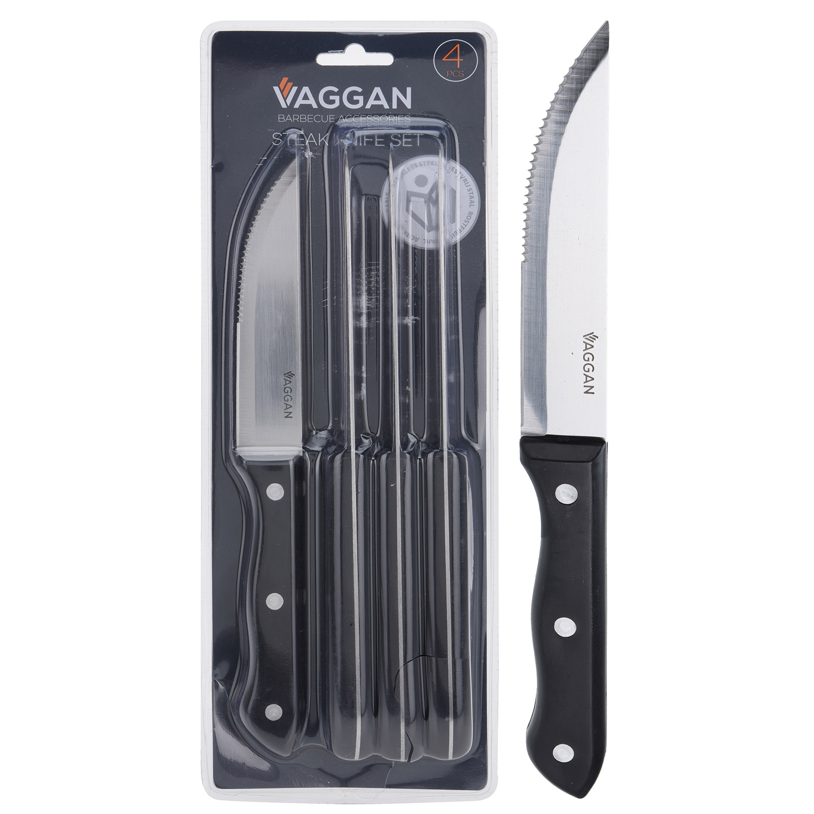 4er-Set Steakmesser - schwarz - rostfrei