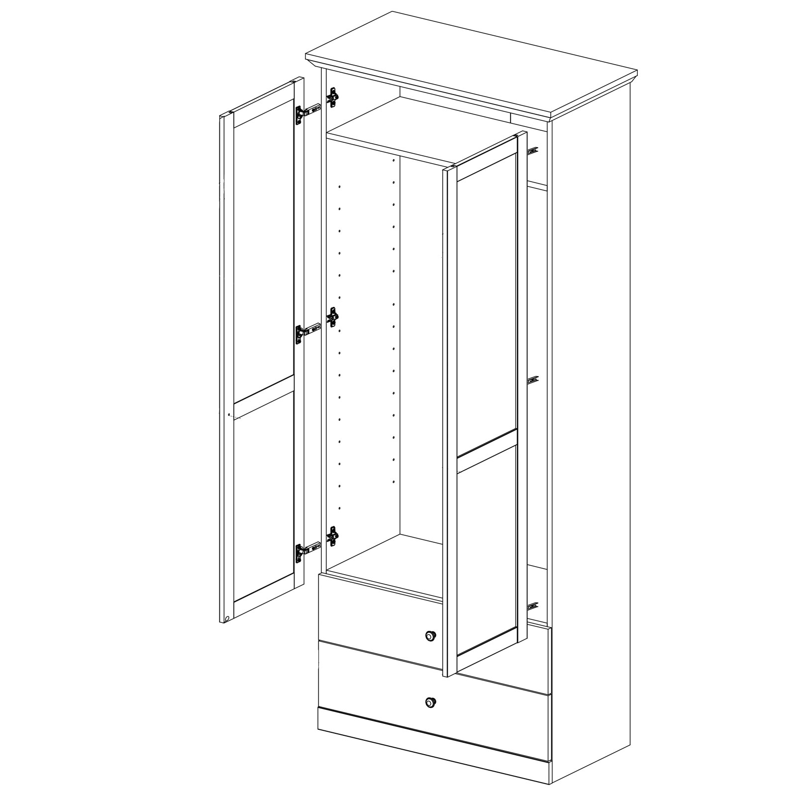 Garderobenschrank - weiß - 81 cm breit