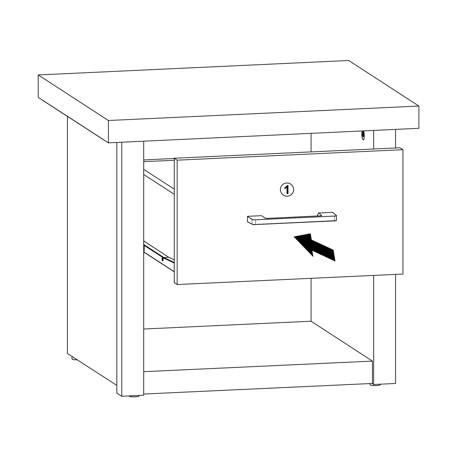 Nachttisch - Pinie weiß - Trüffel - 51 cm breit