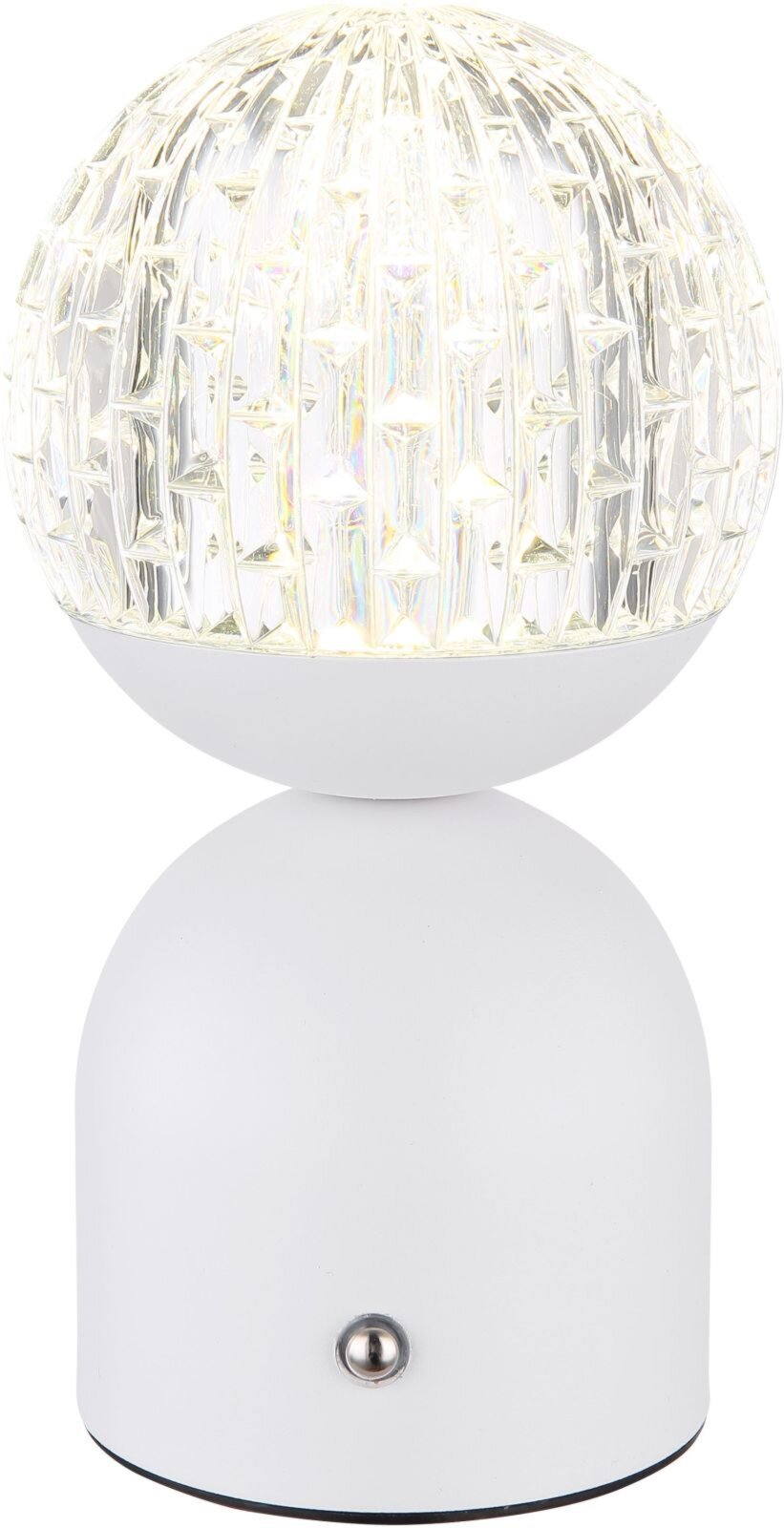 LED-Akku-Tischleuchte - weiß matt - Touchdimmer - Kristalleffekt - 20 cm