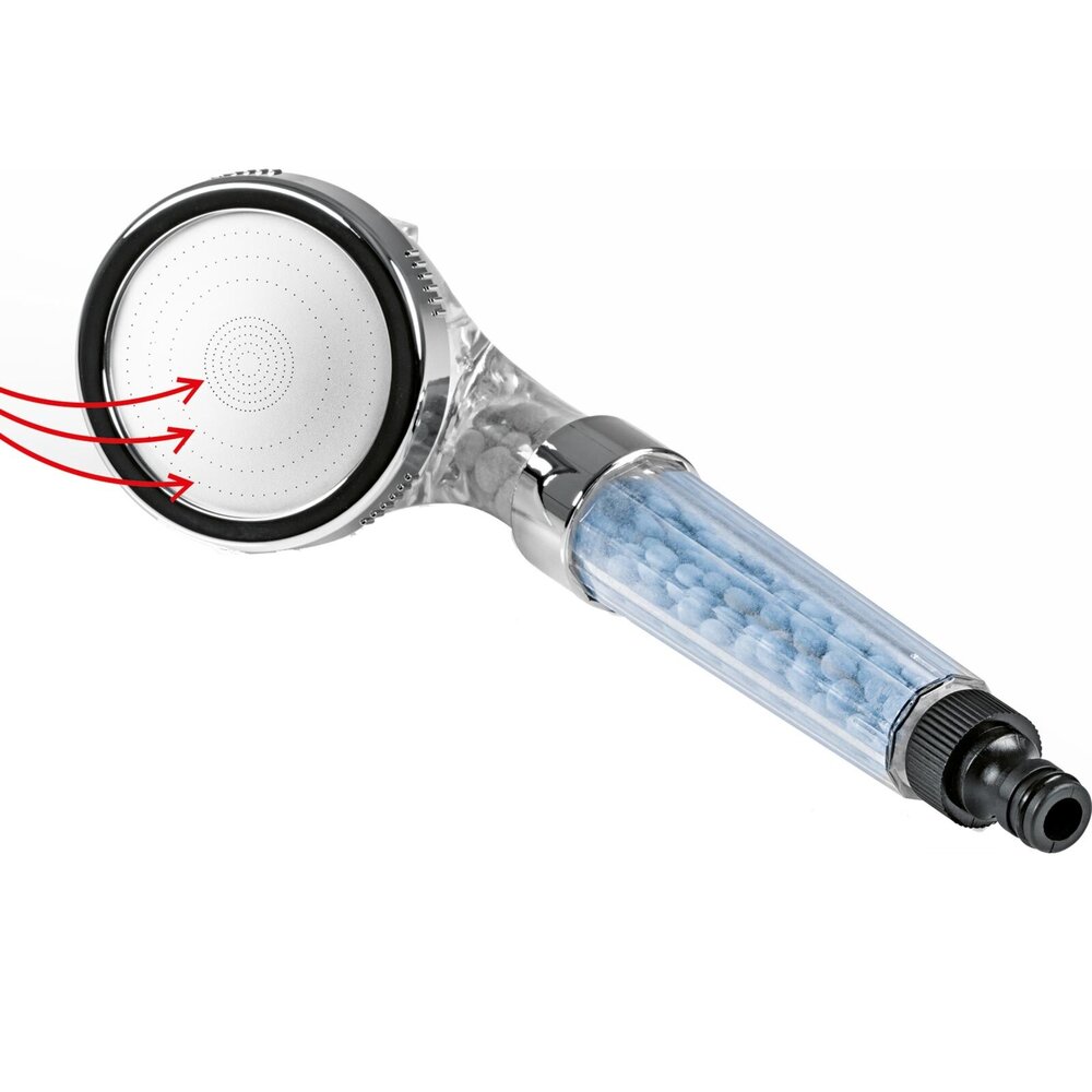 5five Transparenter Duschkopf Mit Filter – Wassersparend, Nachfüllbare Filterkugeln, ABS-Kunststoff