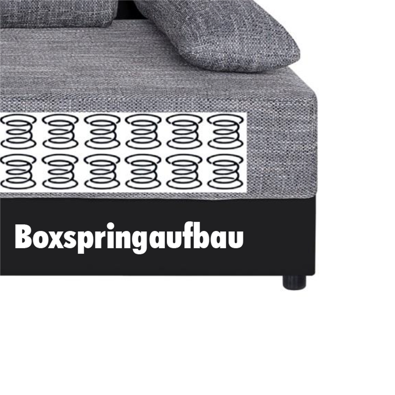 Boxspringsofa - weiß-schwarz - Dauerschläfer