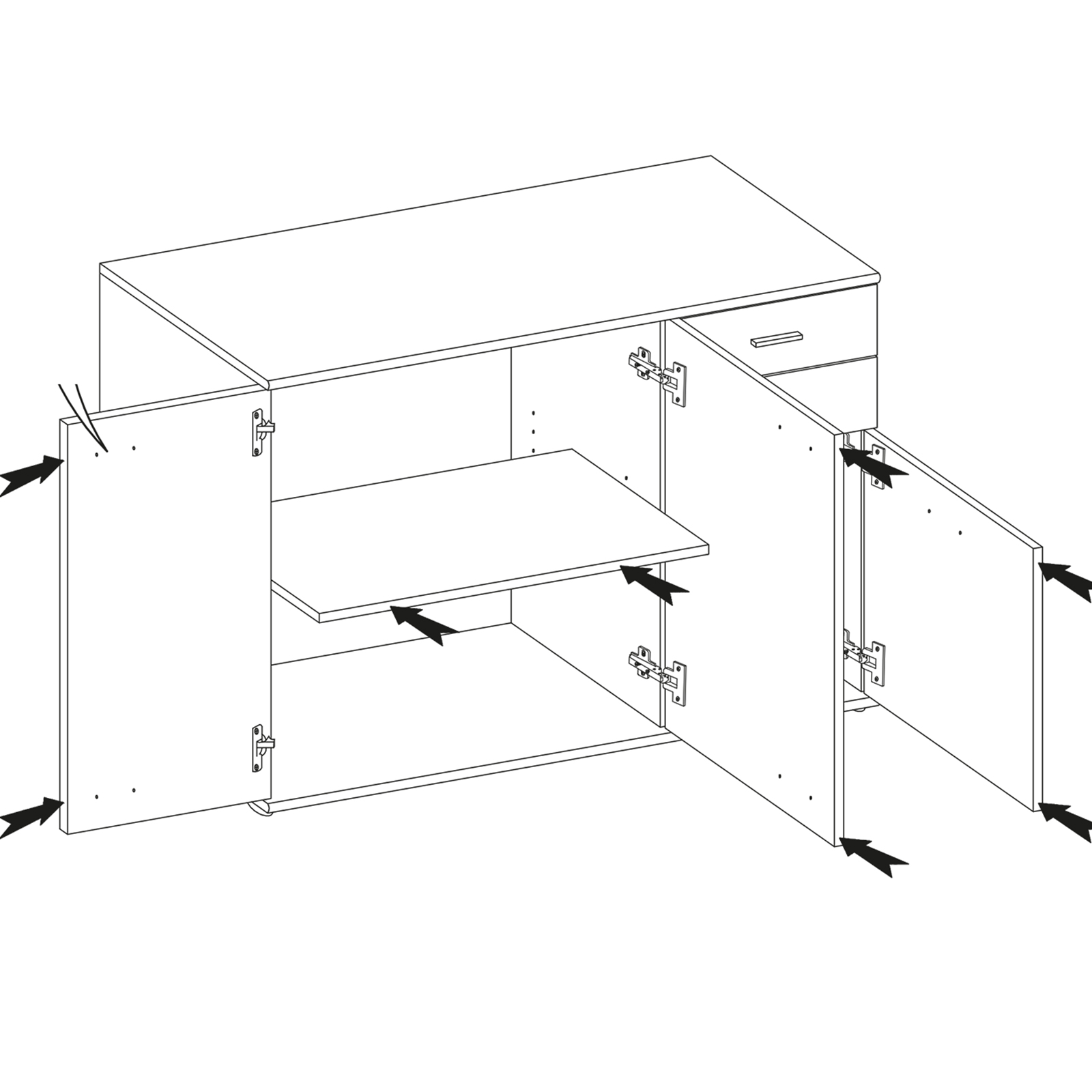 Kommode - weiß - 106 cm breit