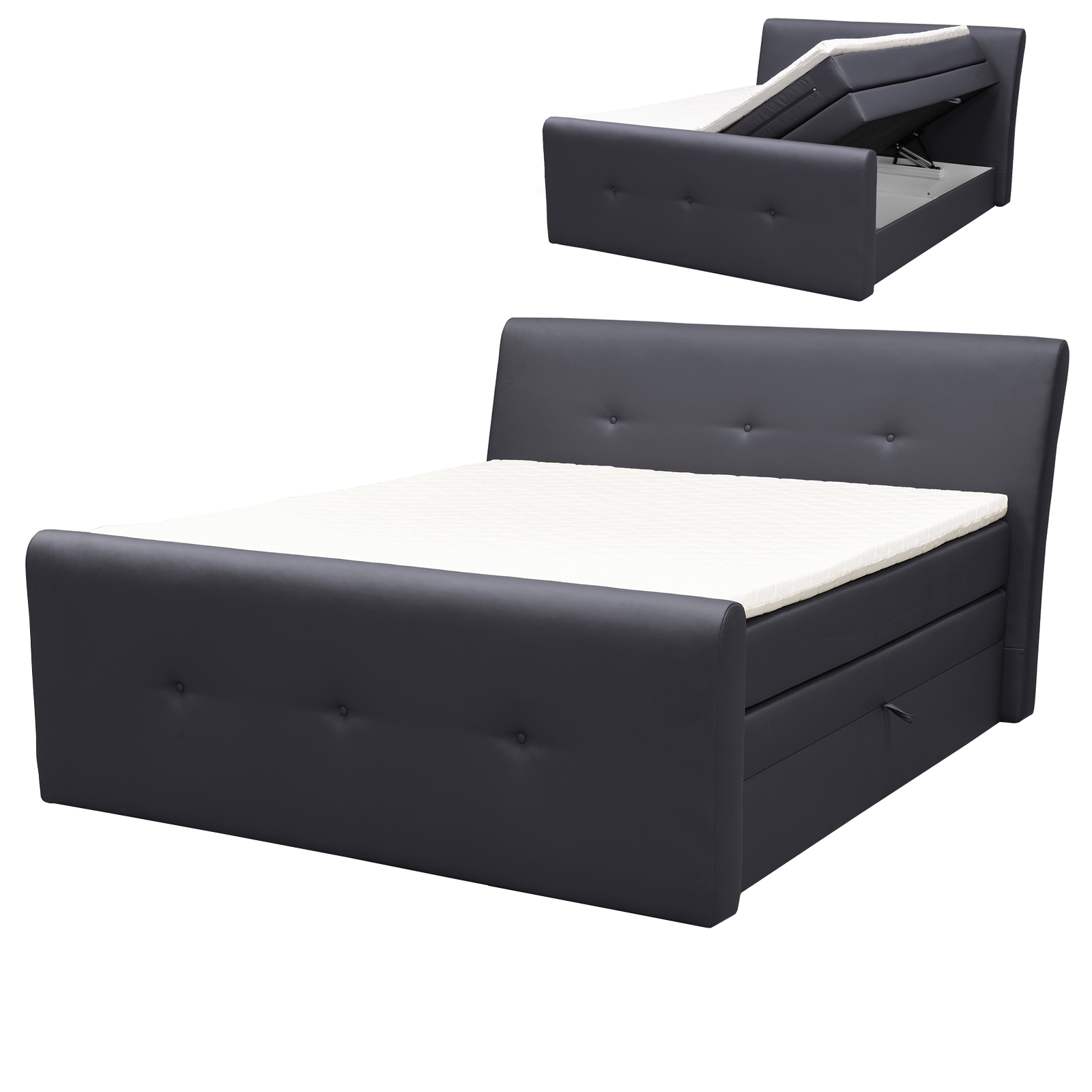 Boxspringbett - graphit - H2 - 180x200 cm
