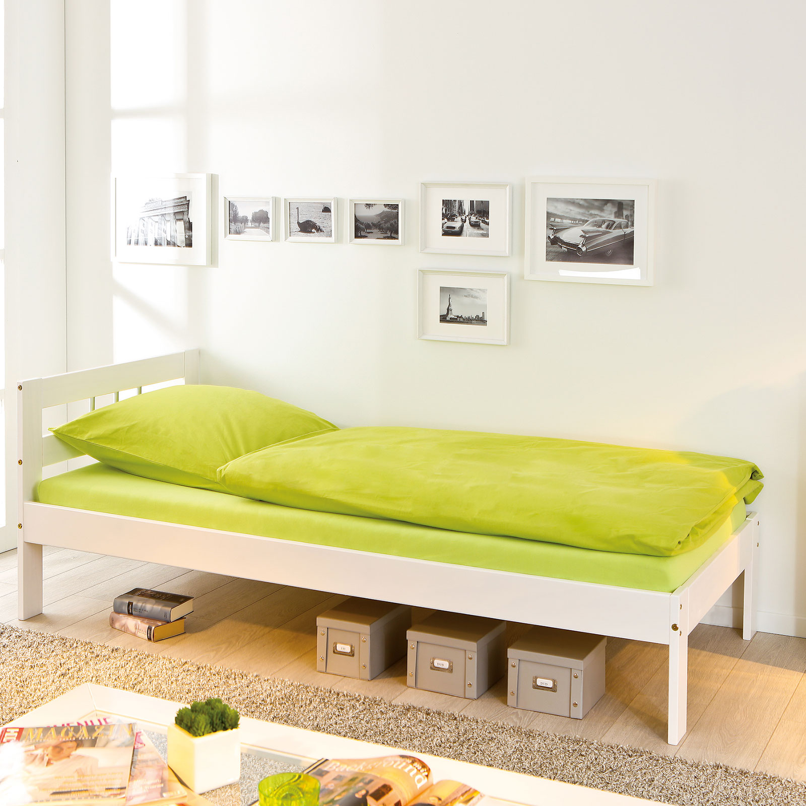 Einzelbett FANA weiß Massivholz 90x200 cm Online bei ROLLER kaufen