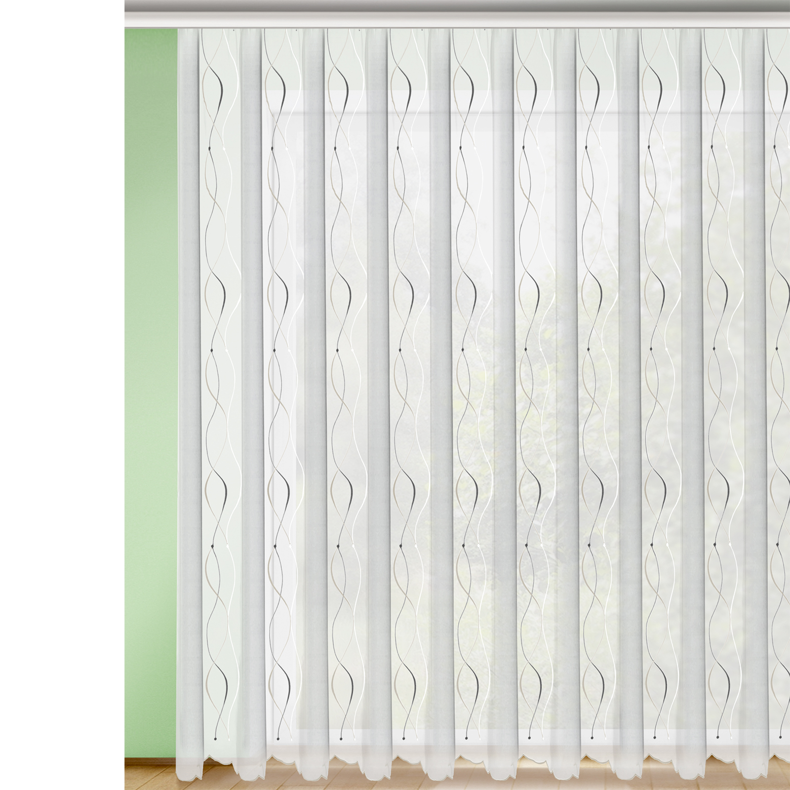 Gardine - weiß-anthrazit - 300x245 cm