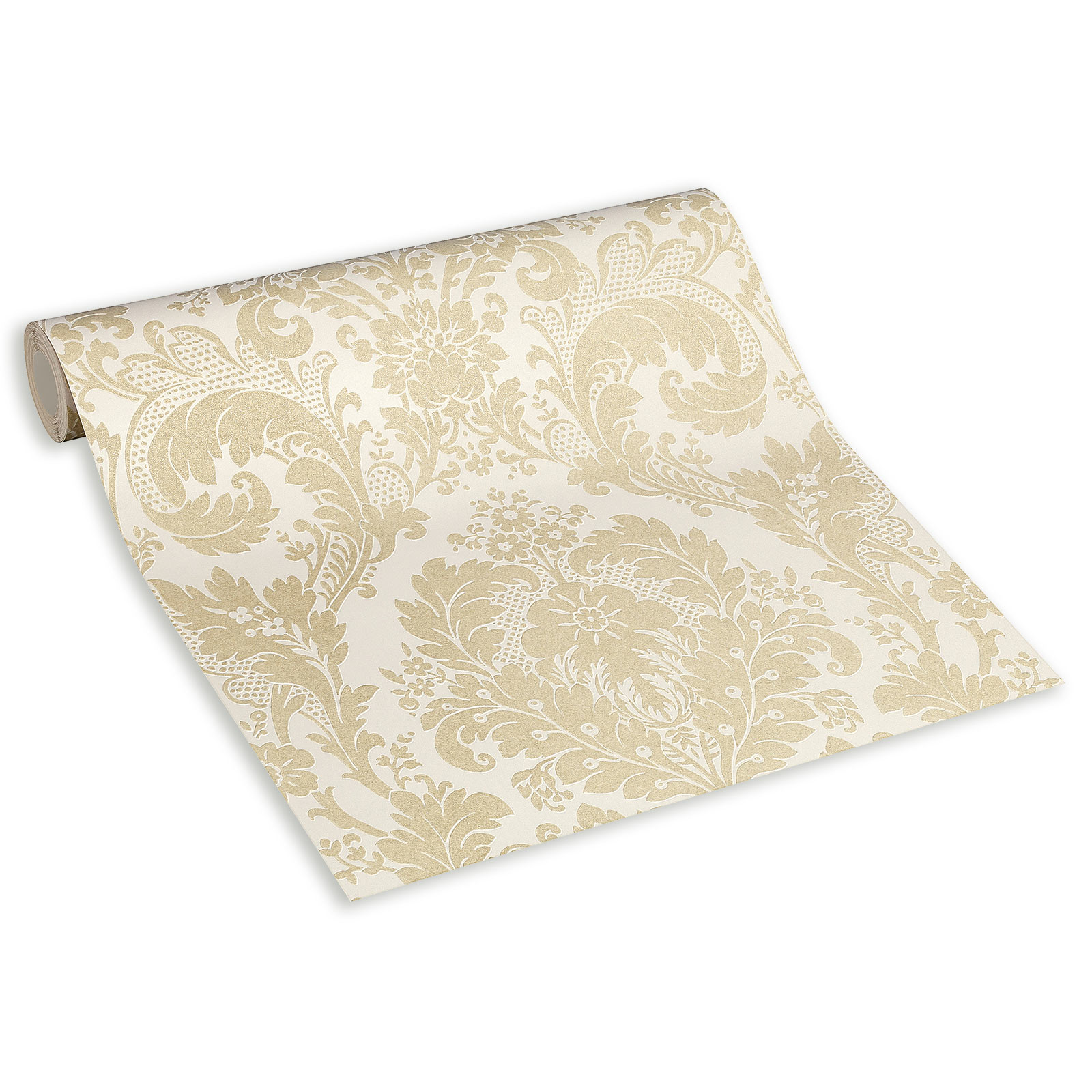 Vinyltapete KINGSTON - beige-weiß metallic - 10 Meter