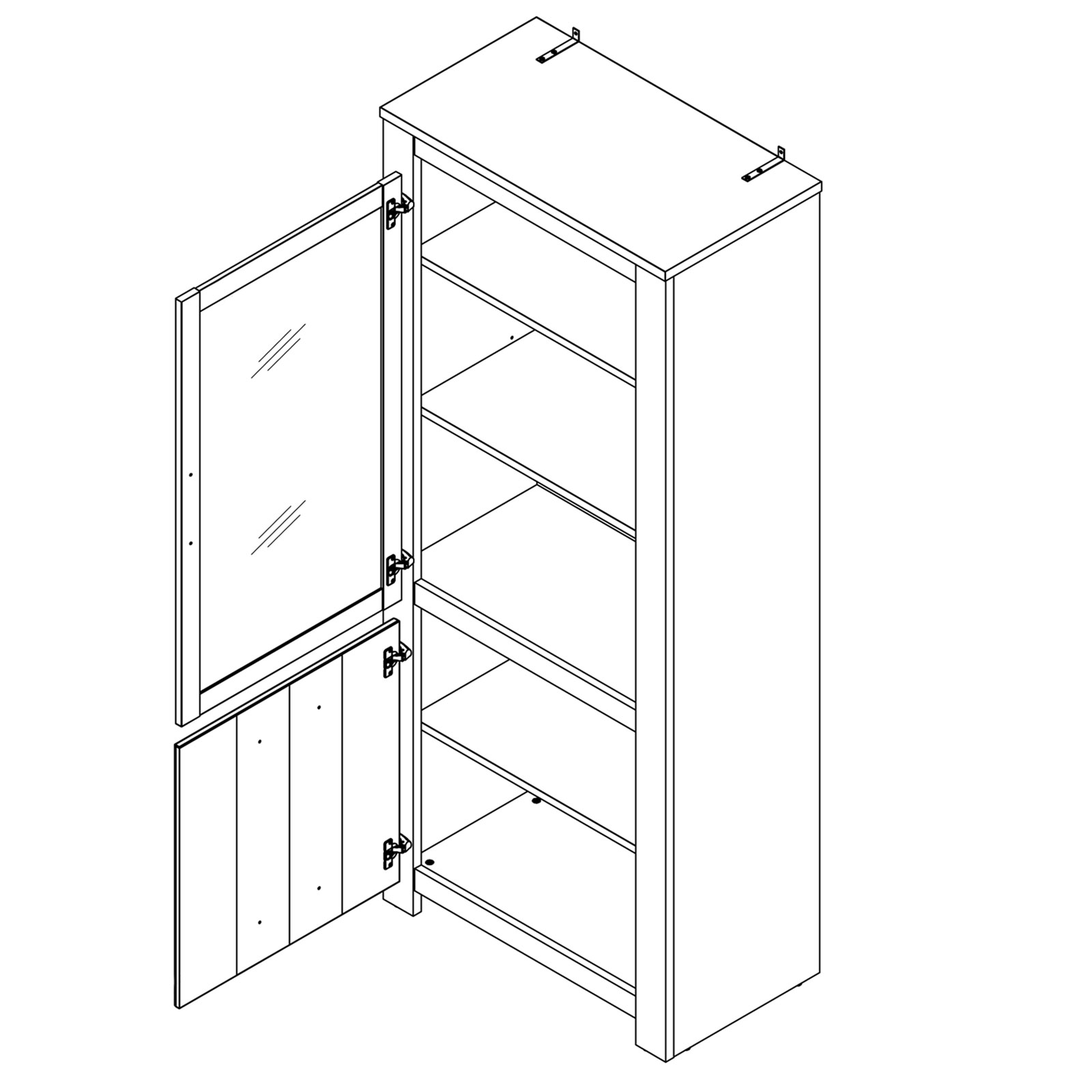 Vitrine - weiß-bianco Eiche - 77 cm breit