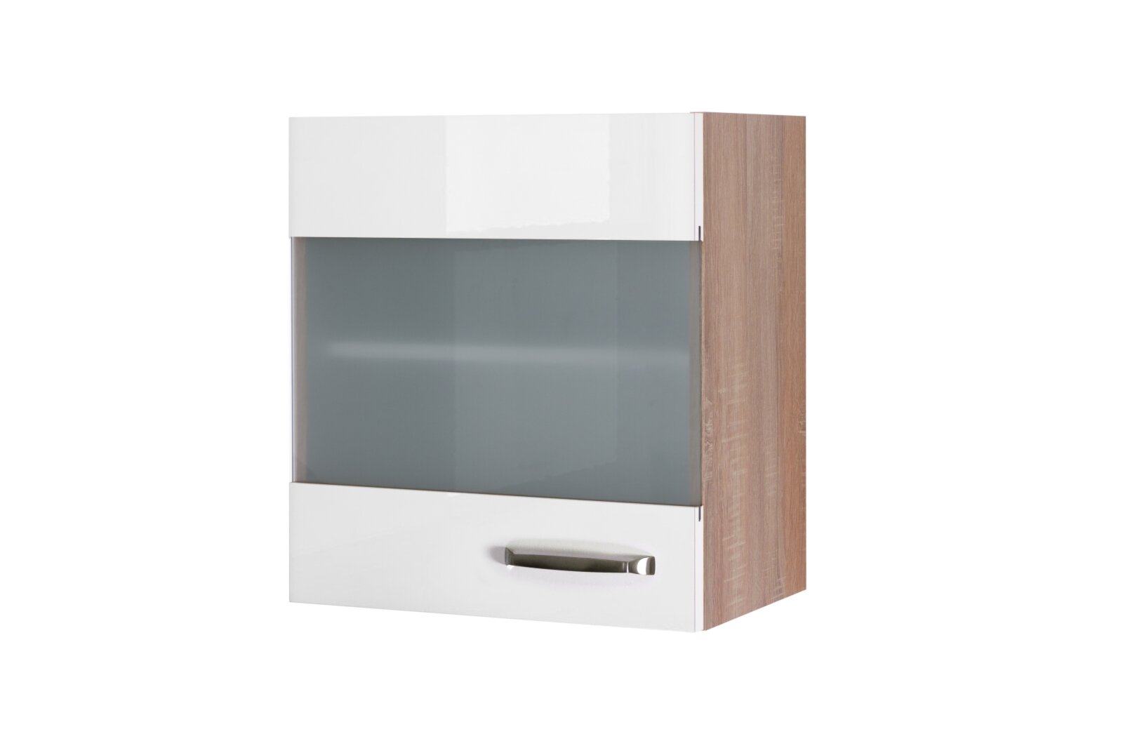 Glas-Hängeschrank VALERO - weiß Hochglanz-Sonoma Eiche - 50 cm | Online bei  ROLLER kaufen | Vorratsschränke