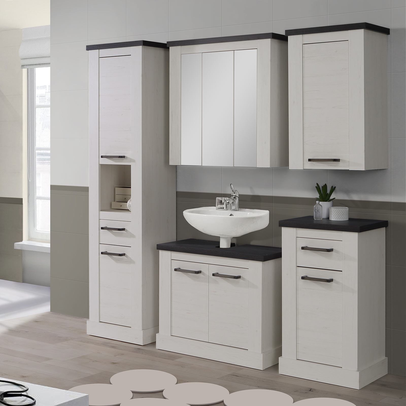 Spiegelschrank - weiß - 79 cm breit