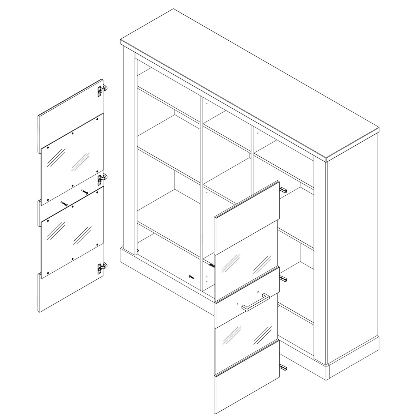 Highboardvitrine - Pinie weiß - Touchwood - 160 cm