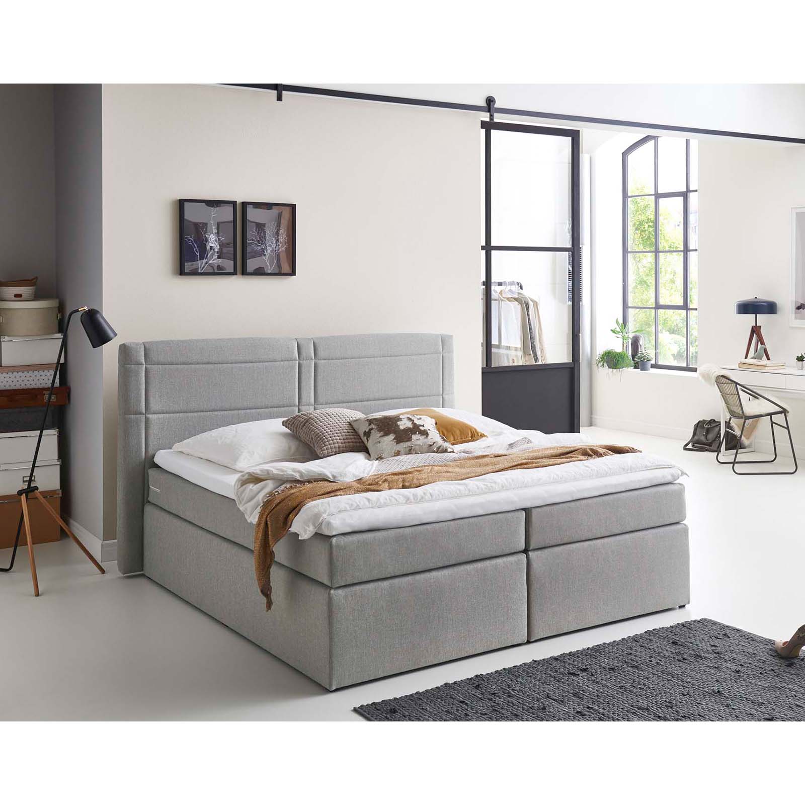 Boxspringbett - hellgrau - H3 - 180x200 cm