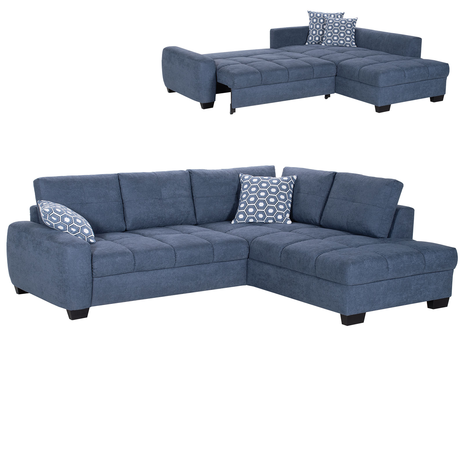 Ecksofa - marine - Microfaser - Liegefunktion