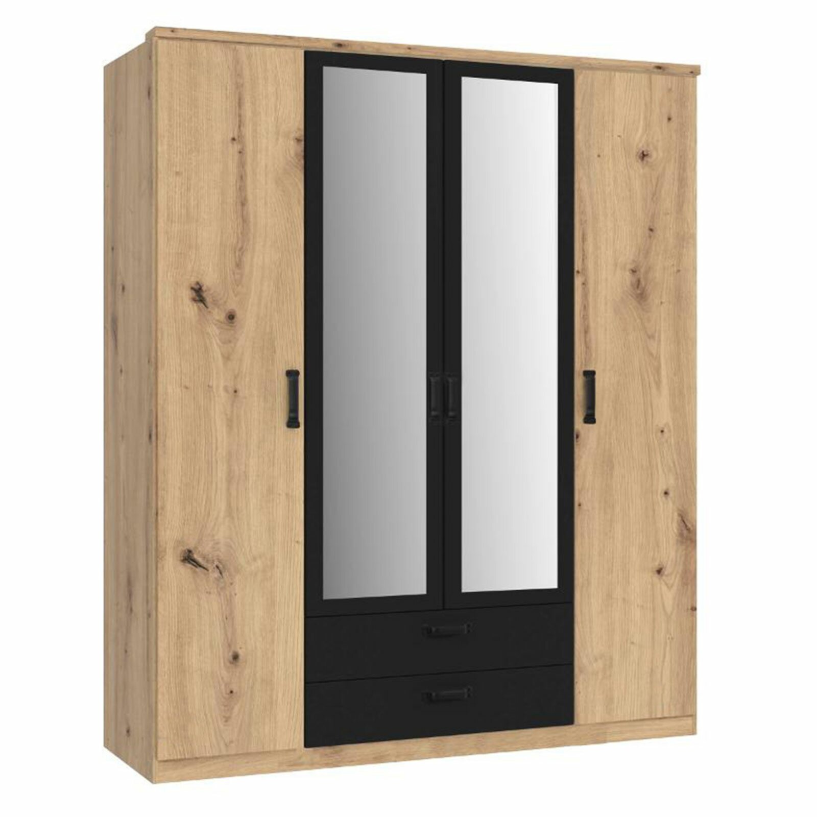 Drehtürenschrank - schwarz - Artisan Eiche - 15 cm breit Drehtürenschrank - schwarz - Artisan Eiche - 15 cm breit