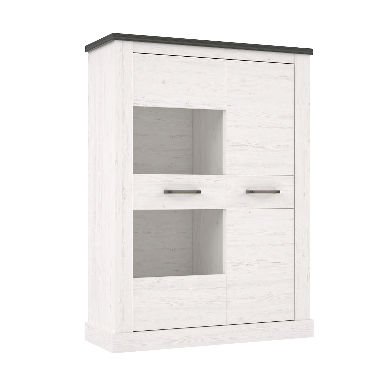 Highboardvitrine - Pinie weiß-Touchwood - 111 cm breit