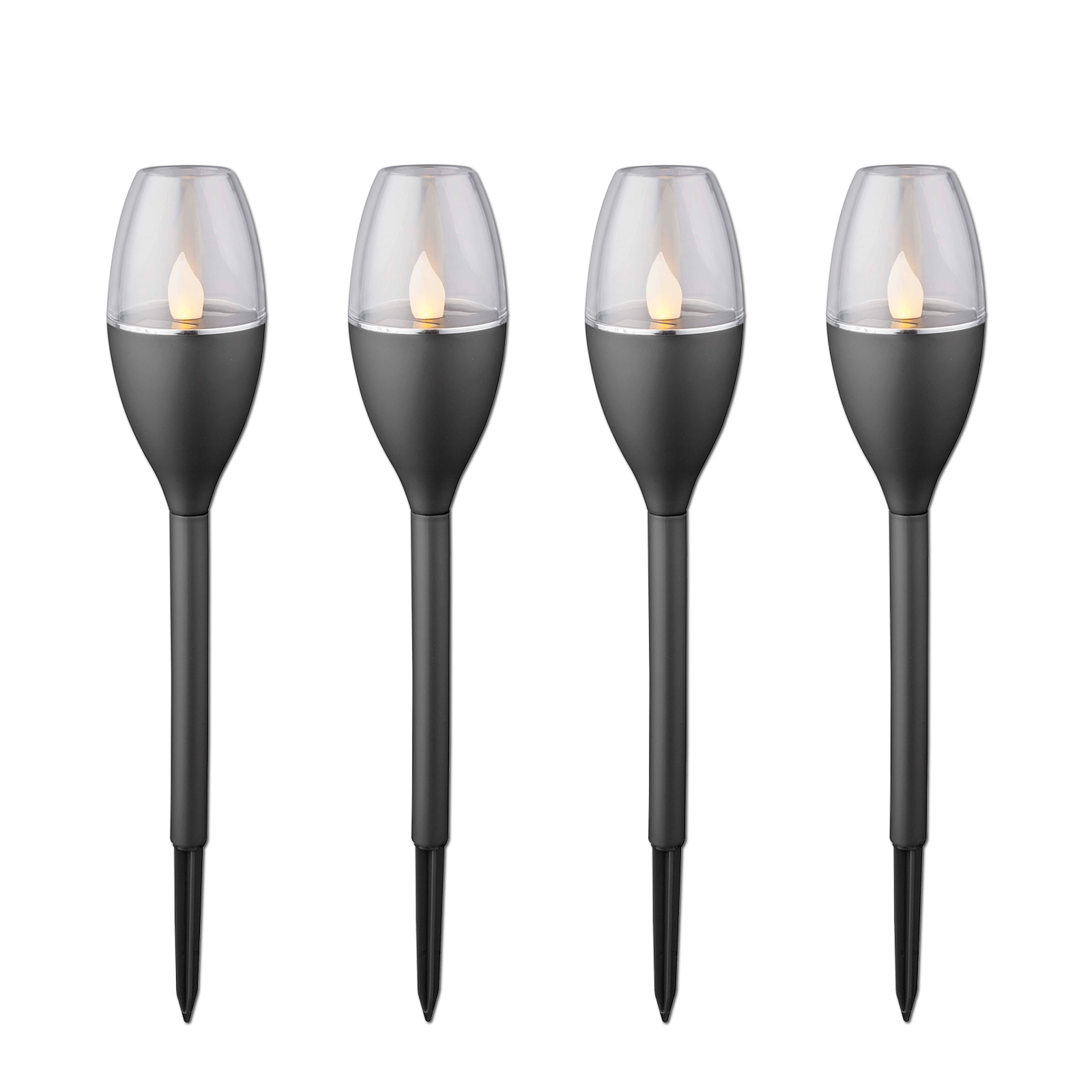 4er-Set Solar LED-Erdspieß - dunkelgrau