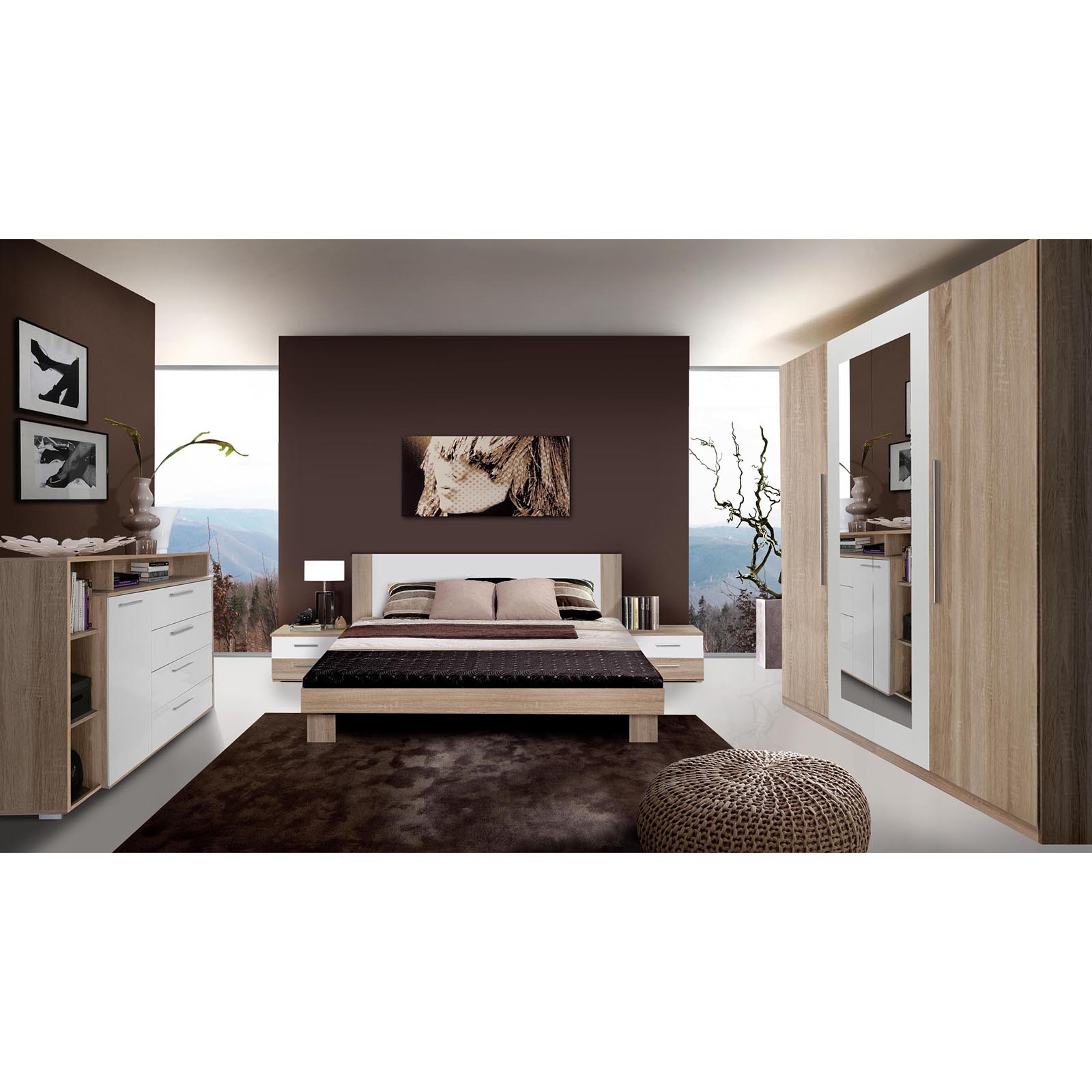 Sideboard - Sonoma Eiche-weiß - 153 cm