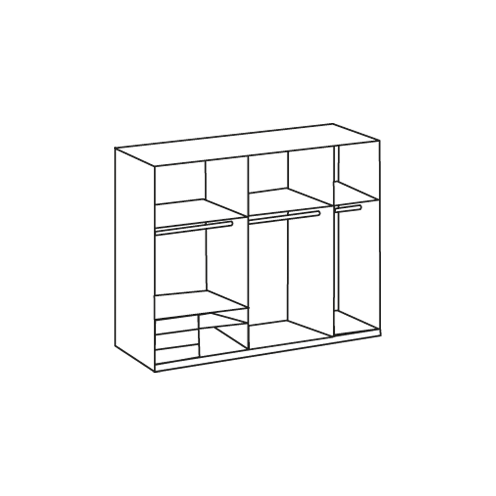 Schwebetürenschrank - Plankeneiche - 250 cm breit