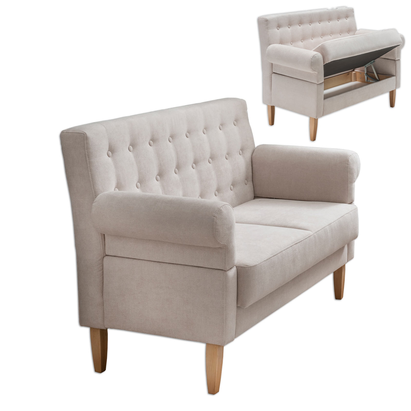 Tischsofa - creme - Microfaser