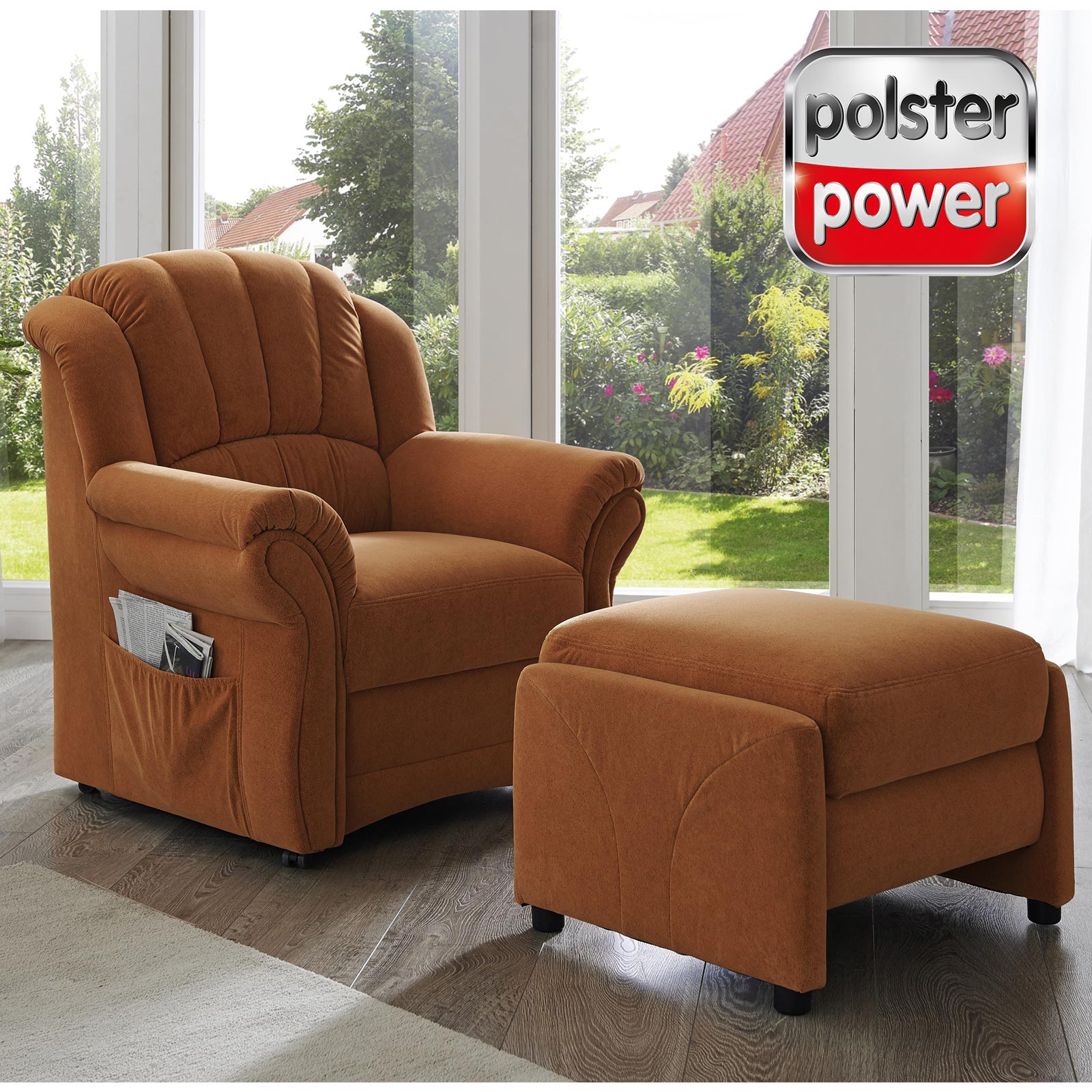polsterpower Relaxhocker - terracotta - Flockvelours