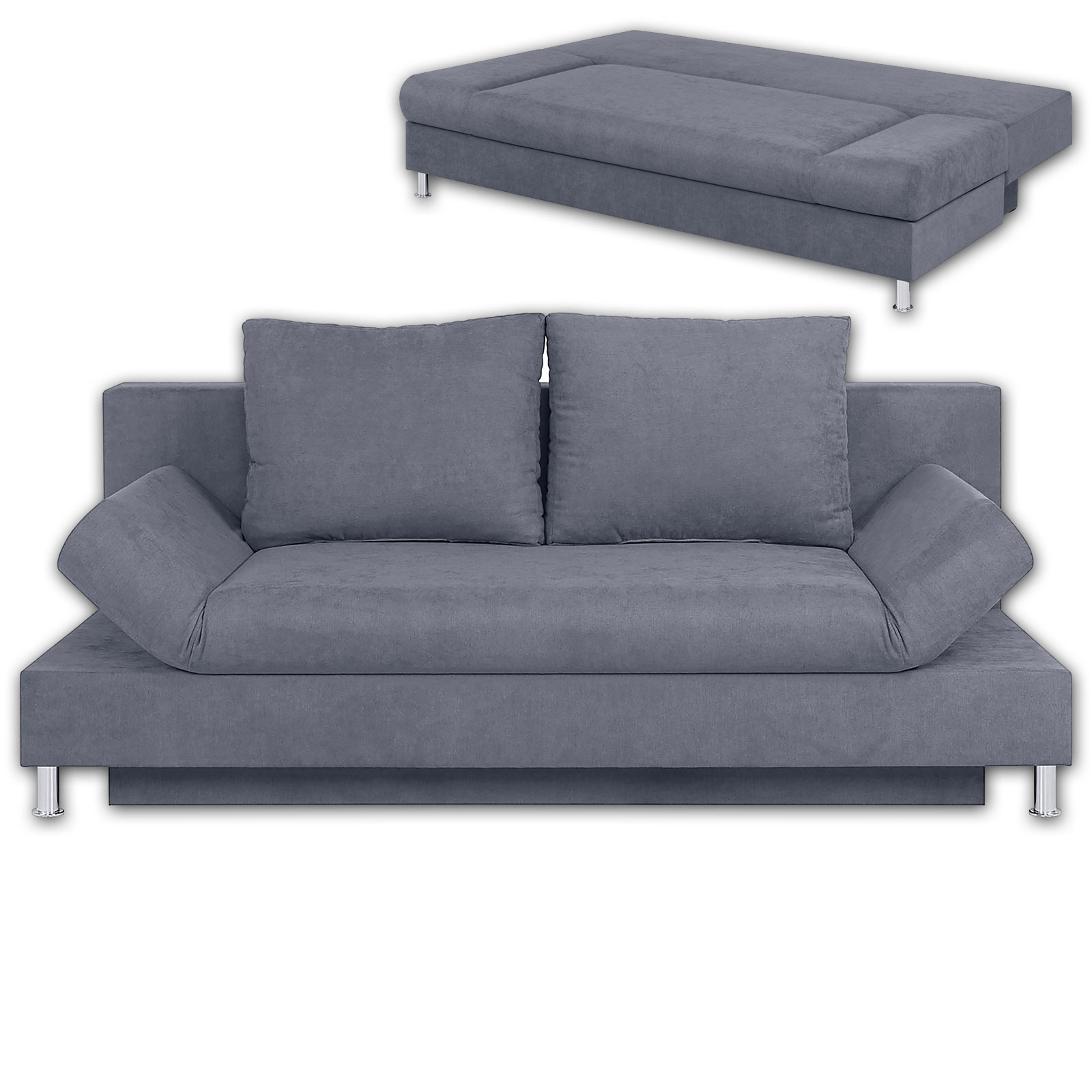 Schlafsofa - grau - Bonellfederkern