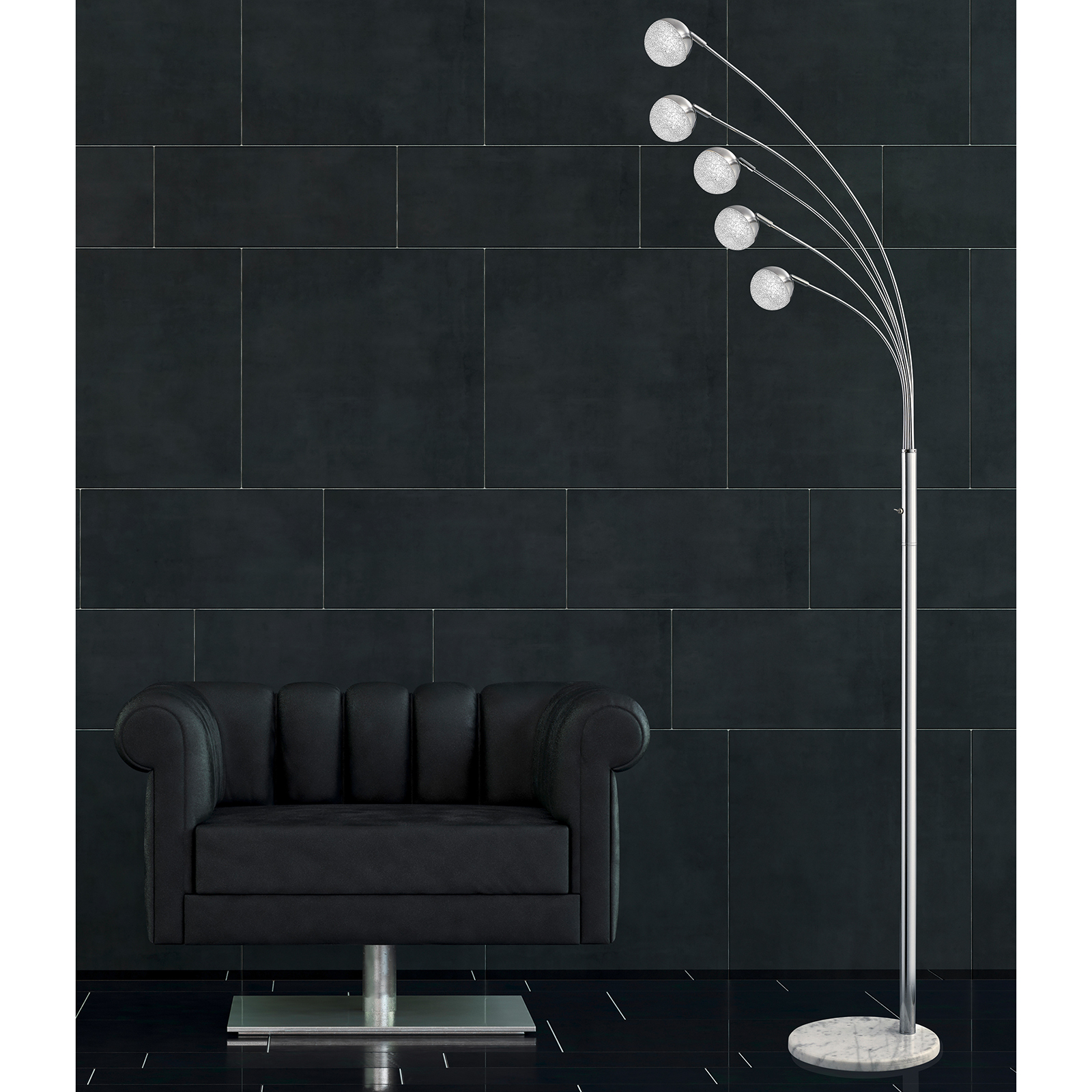 LED-Stehlampe - chrom - 5-flammig