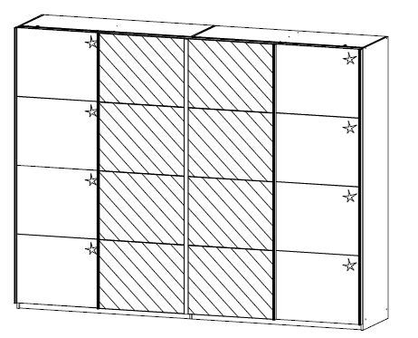 Schwebetürenschrank - Eiche San Remo hell-weiß Hochglanz - 271 cm