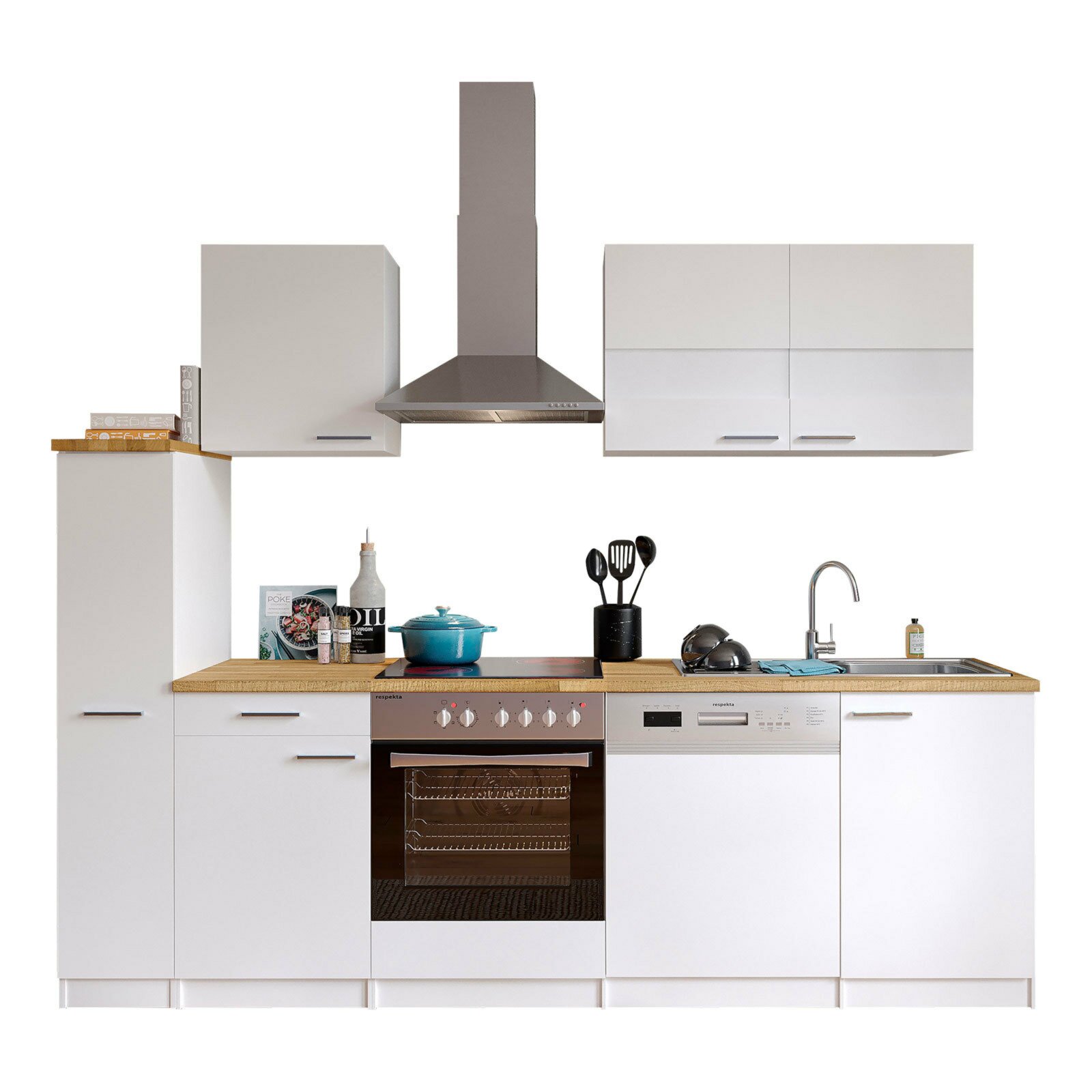 RESPEKTA Küchenblock - weiß - mit E-Geräten - 250 cm | Online bei ROLLER  kaufen