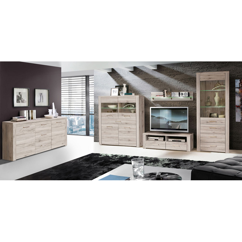 Highboard - Vitrine - Sandeiche - Beleuchtung - 130 cm