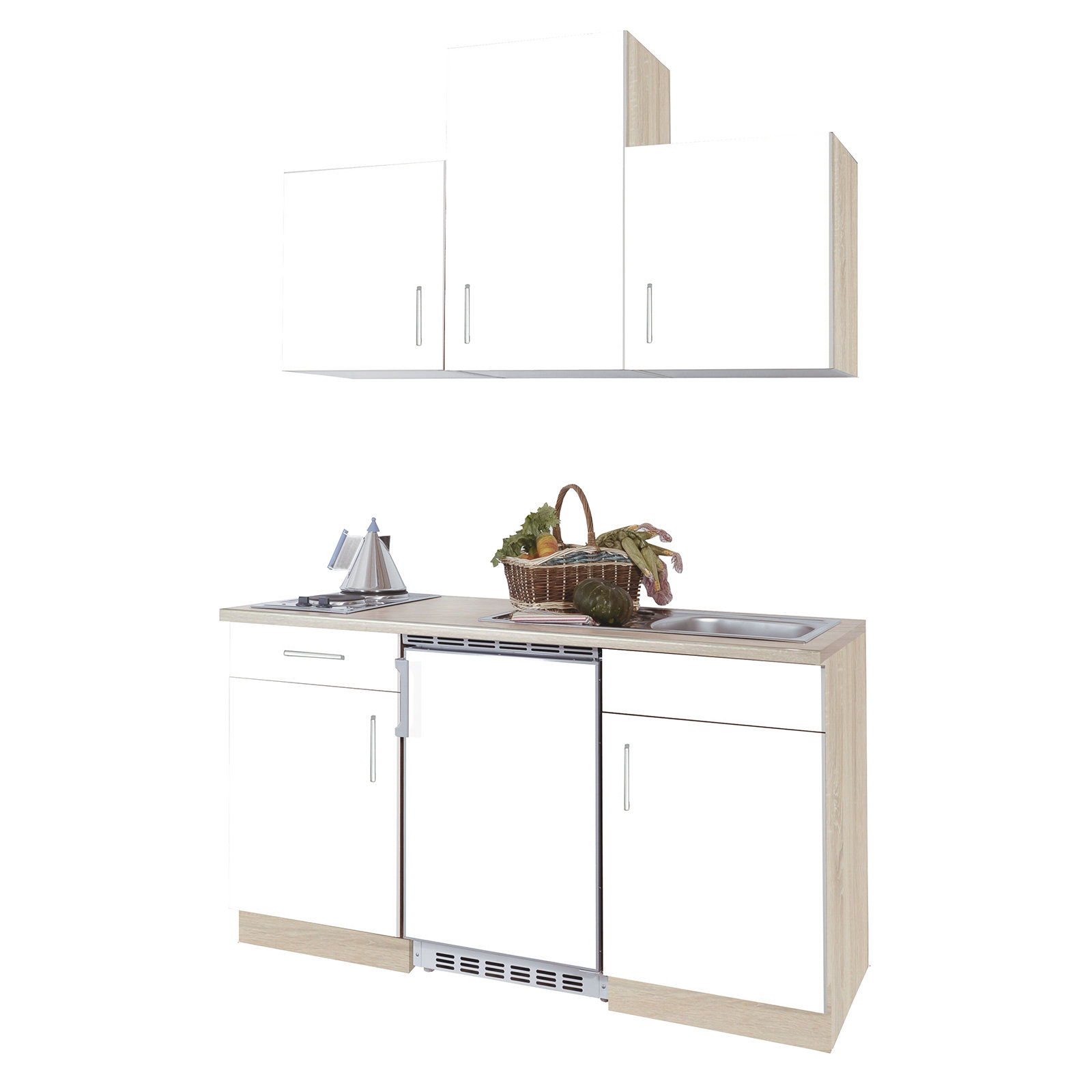 Singleküche - Sonoma-Eiche-weiß - 150 cm breit