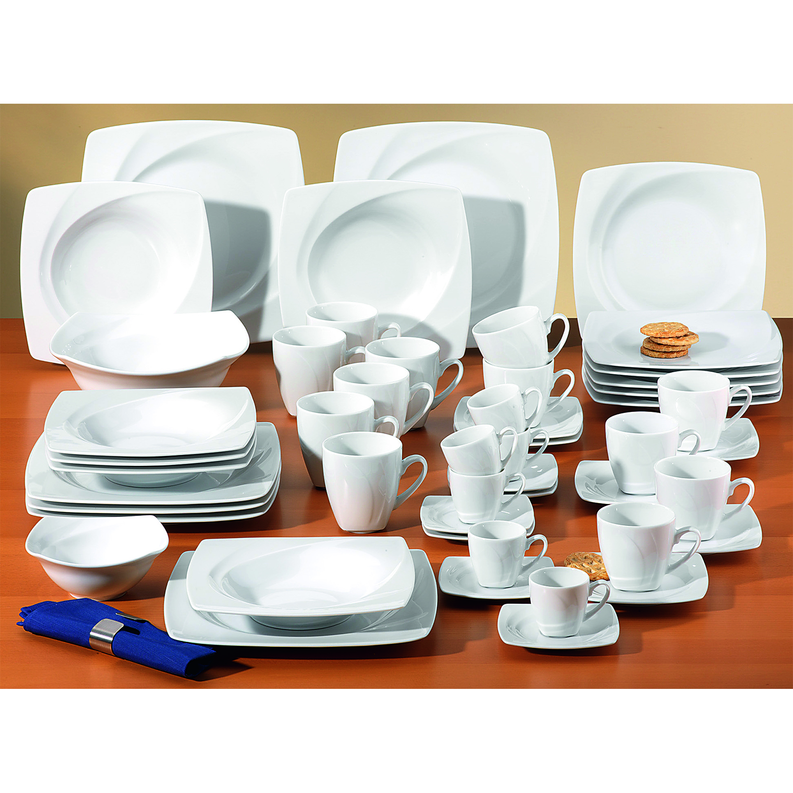 Geschirrset - eckig - 50-teilig - 6 Personen