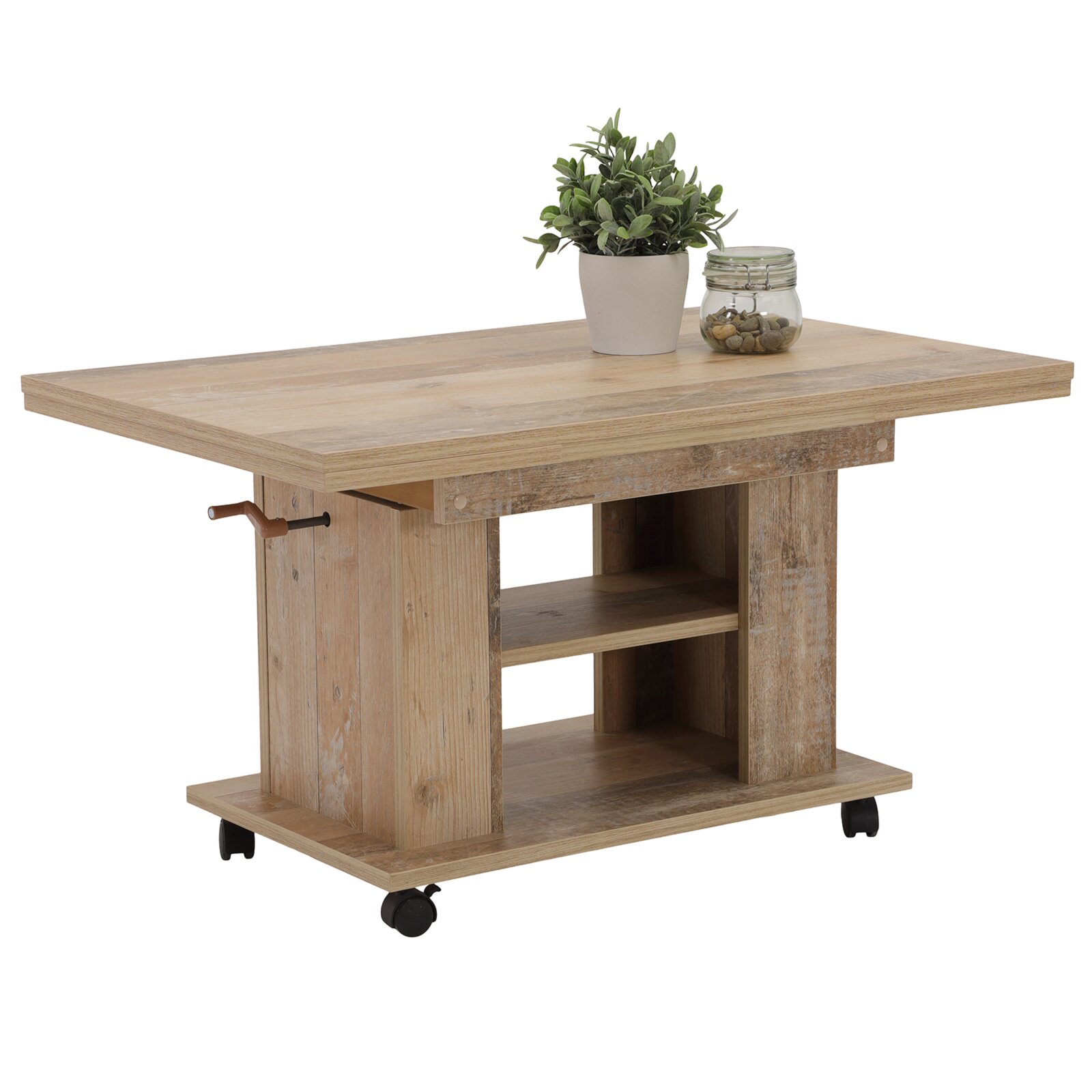 couchtisch - old wood - ausziehbar - höhenverstellbar