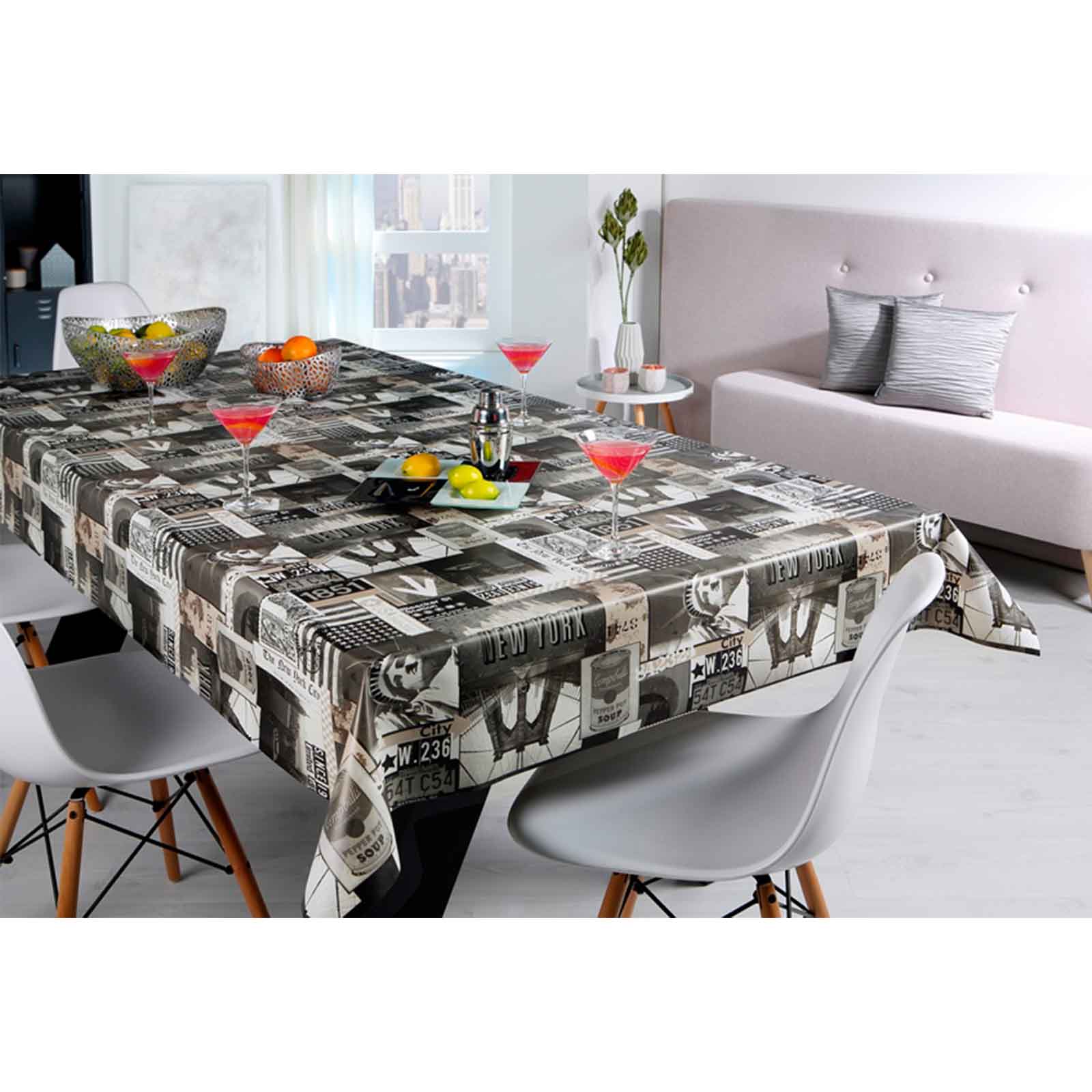 Tischdecke - grau-beige - New York - 140 cm breit