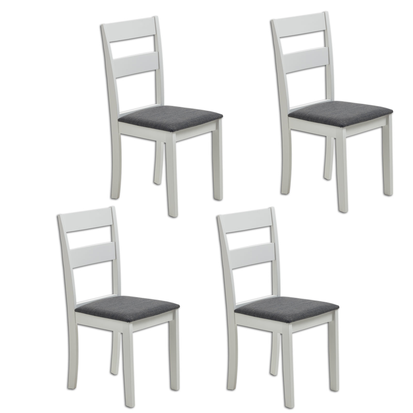 4er Set Holzstühle Weiß Grau Massivholz
