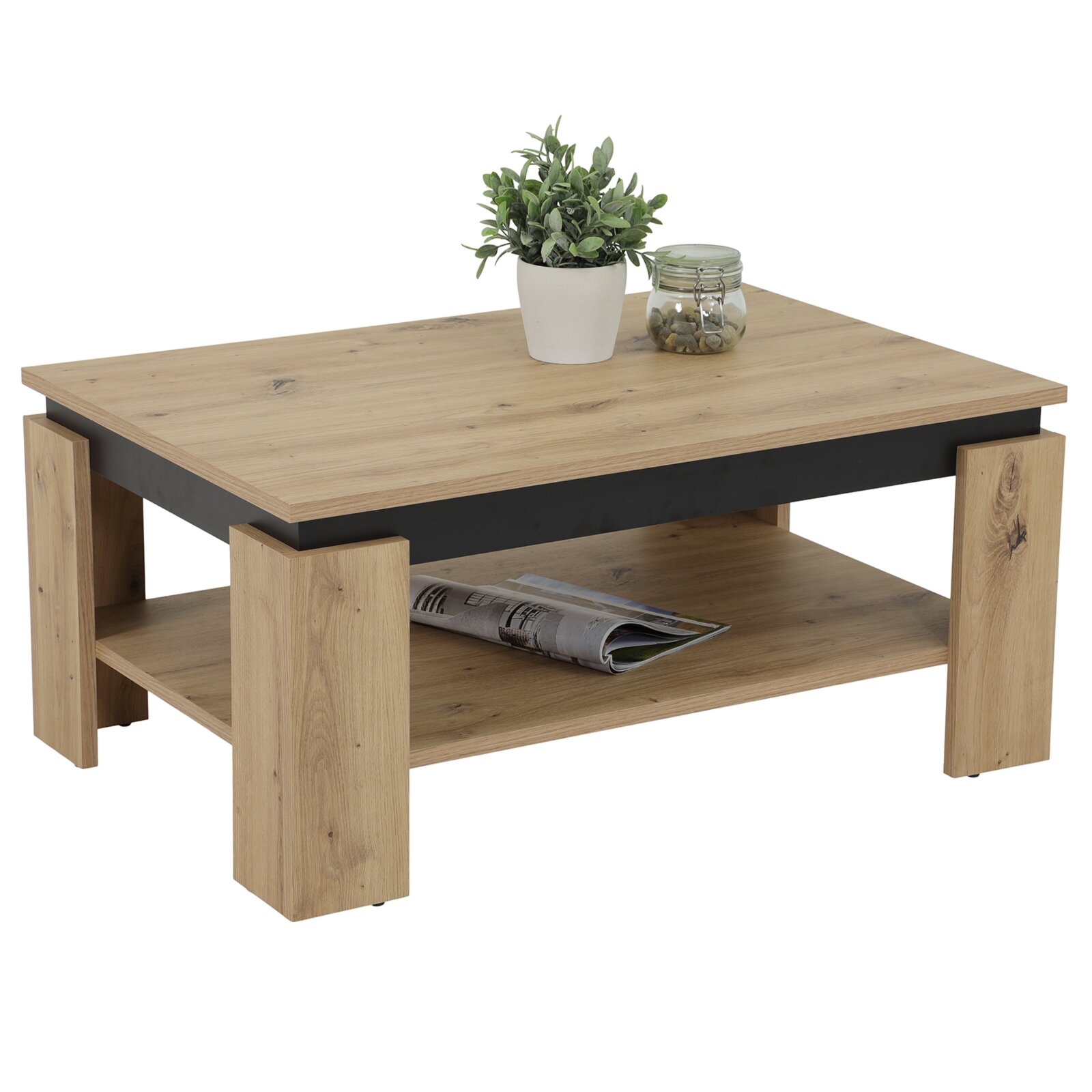 couchtisch - artisan eiche - schwarz - 90 cm