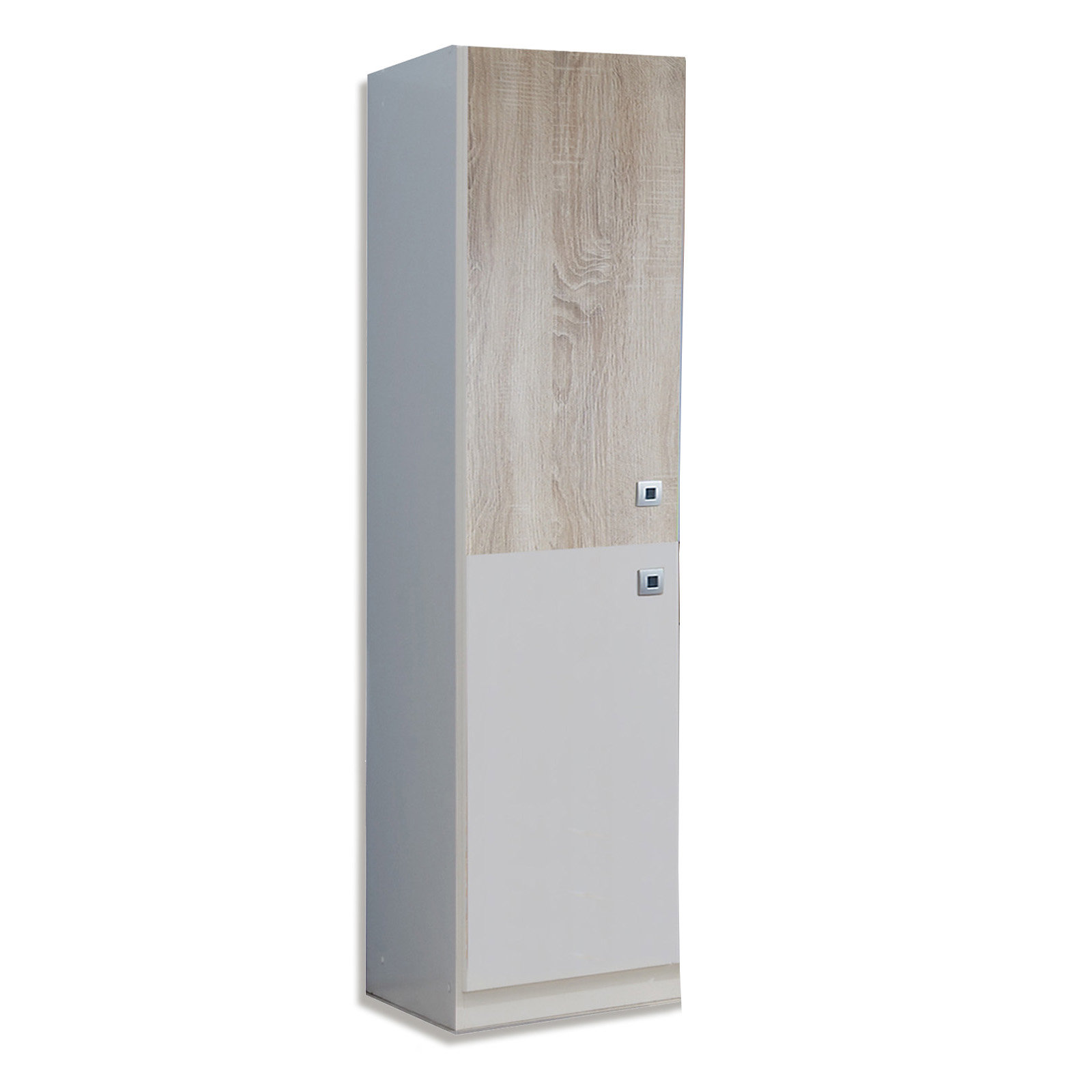 Kleiderschrank - Alpinweiß - Sonoma Eiche - 46x198 cm