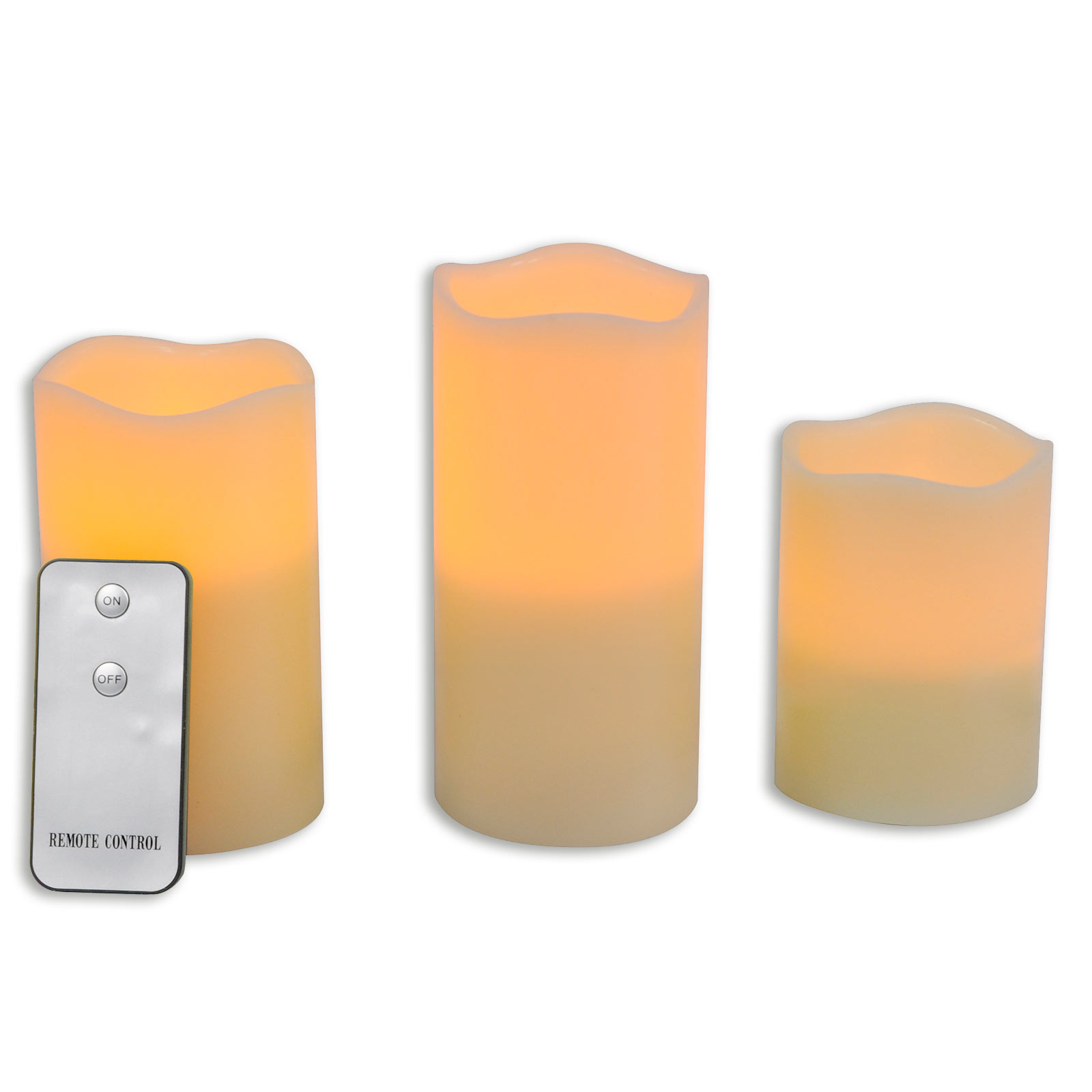3-teiliges LED-Kerzenset - Flackereffekt - Wachs