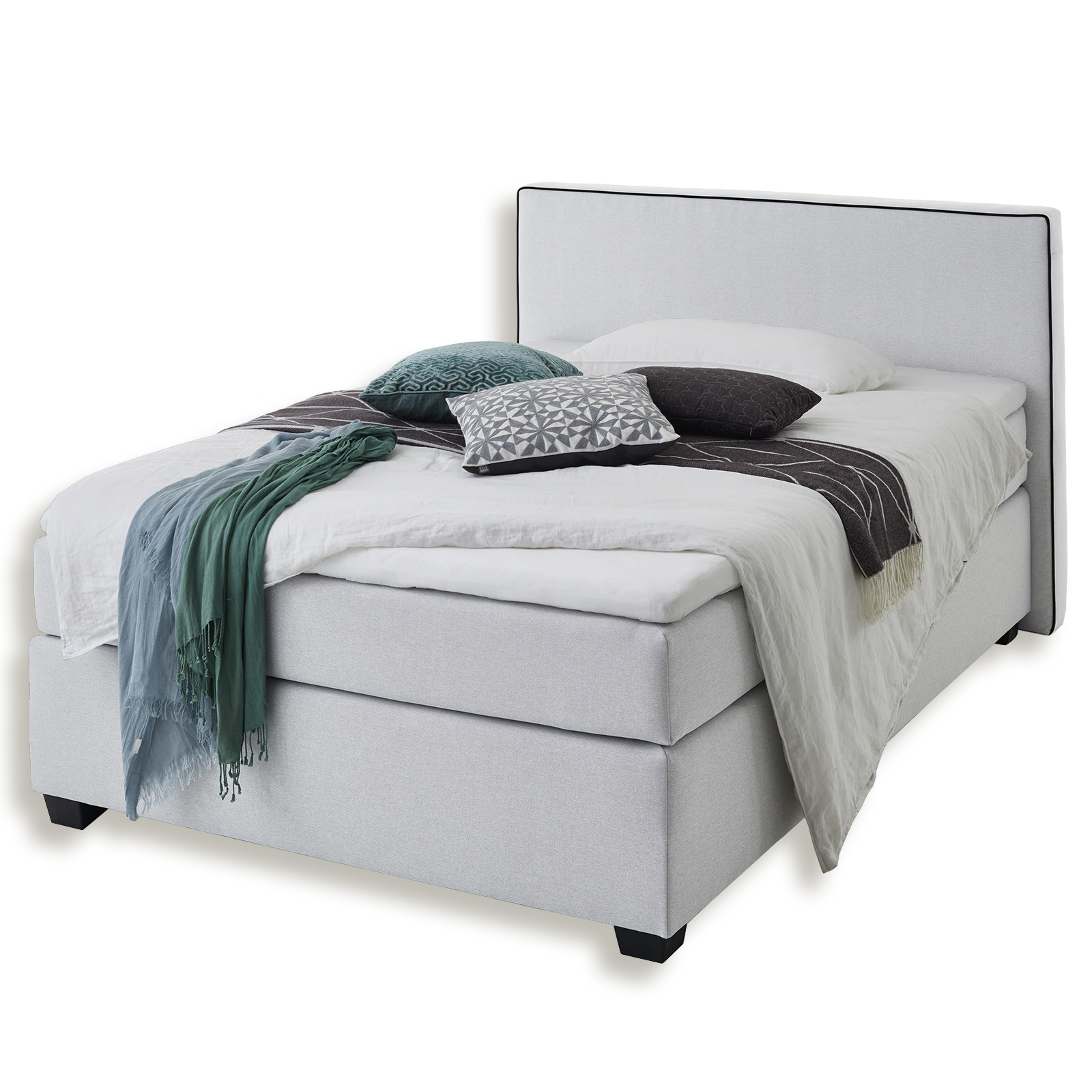 Boxspringbett - silber - H2 - 140x200 cm