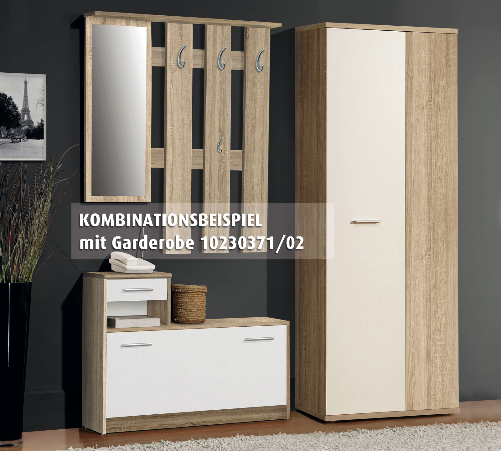 Schuhschrank - Sonoma Eiche - 69 cm breit