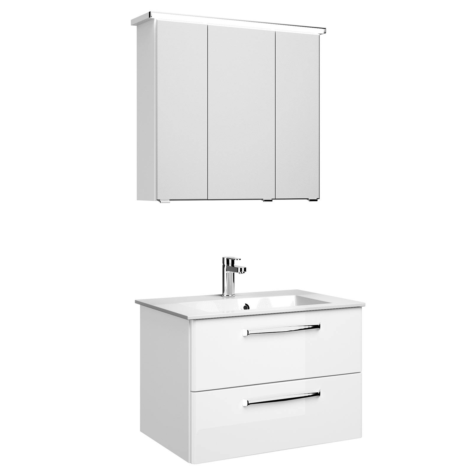 2-teiliges badmöbel-set - weiß hochglanz - 77 cm breit