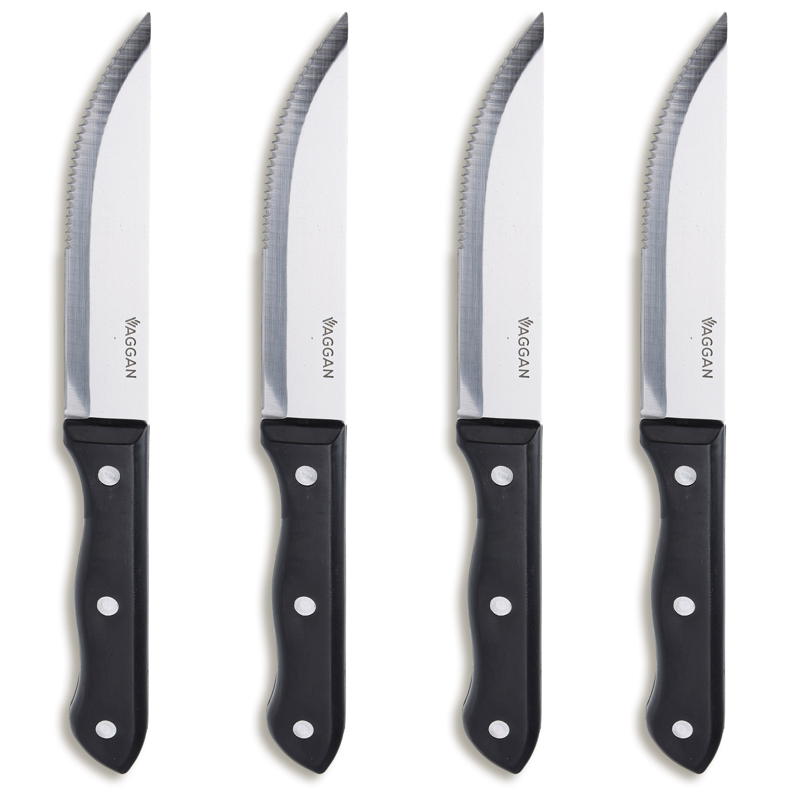 4er-Set Steakmesser - schwarz - rostfrei