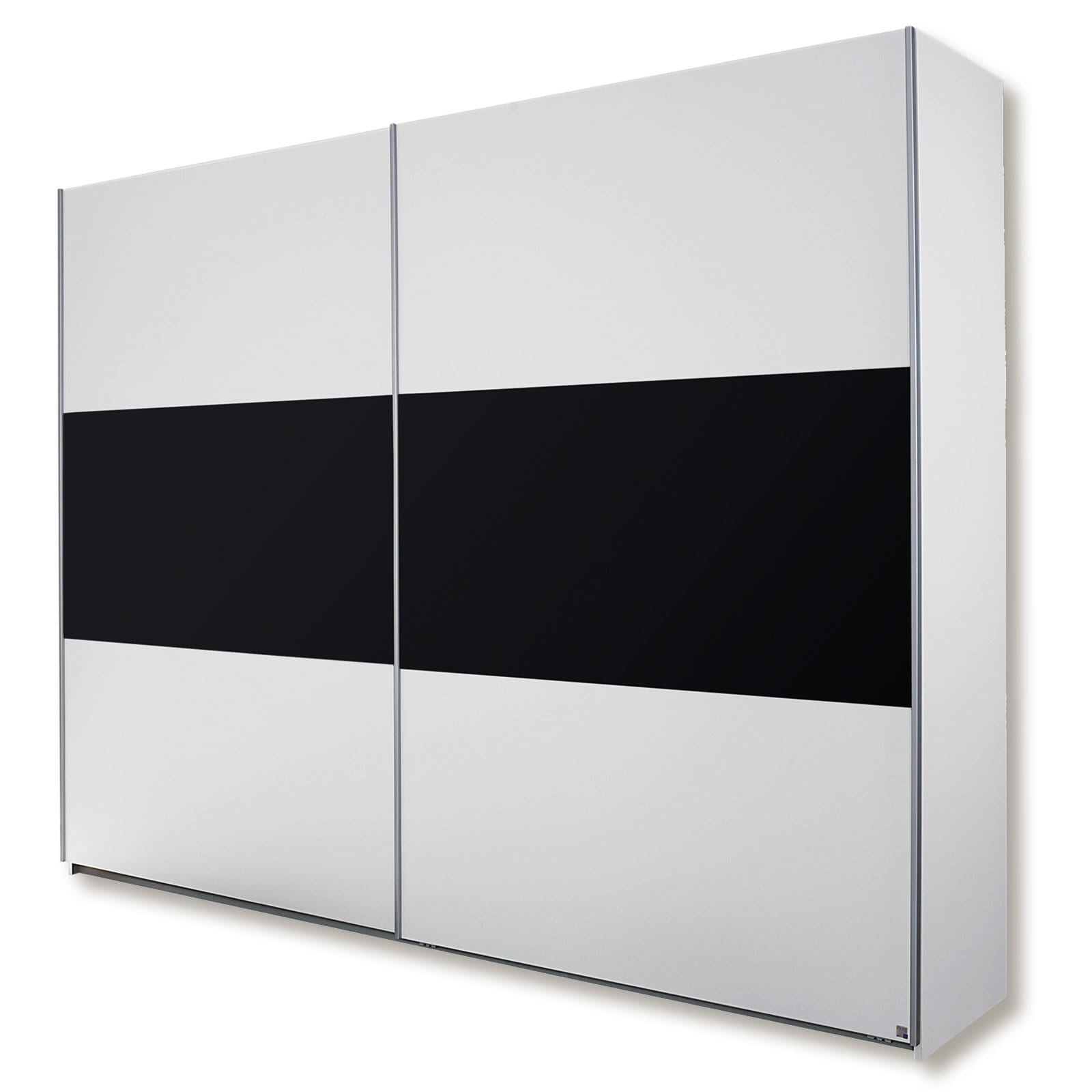 Schwebetürenschrank - Alpinweiß-schwarz - 261 cm