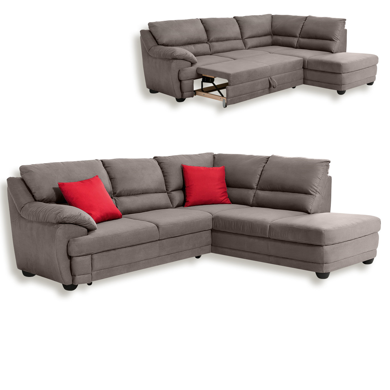 Ecksofa - beige - Liegefunktion