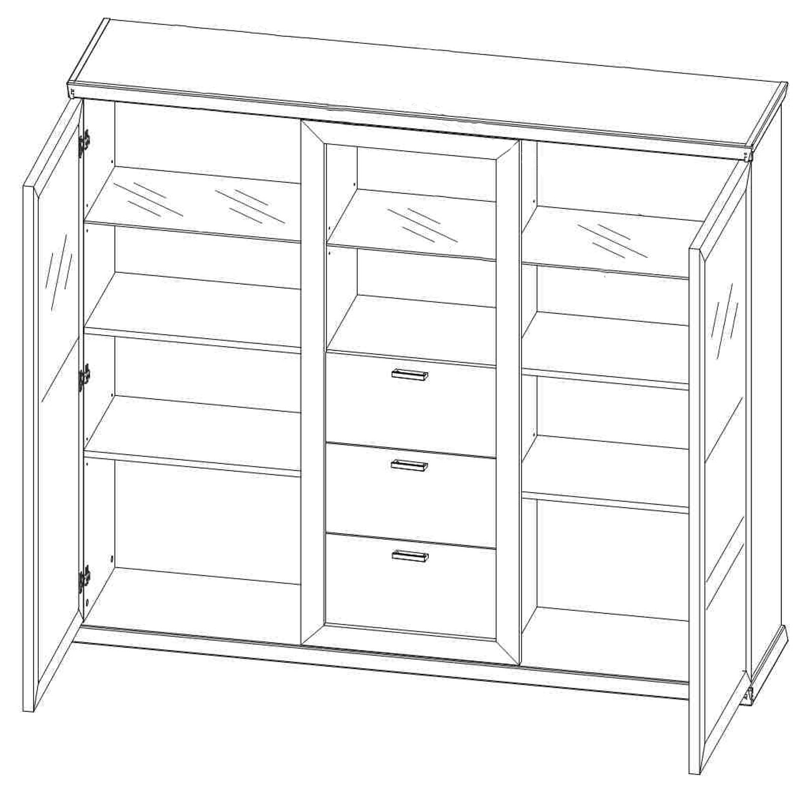 Highboardvitrine - Artisan Eiche - 163 cm